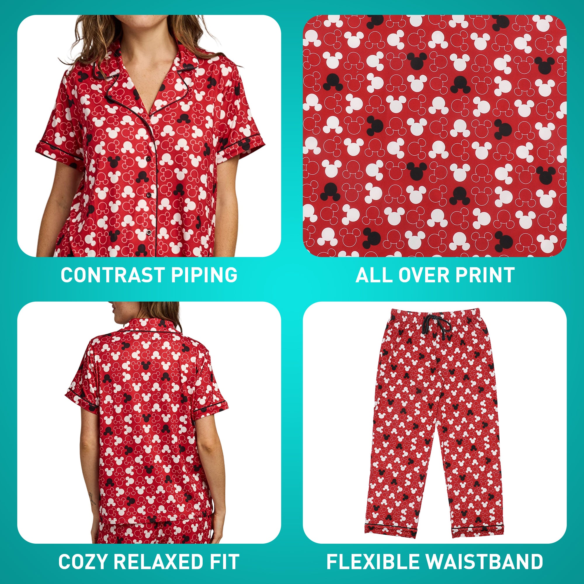 Disney Mickey Mouse Mickey Ears All-Over Print Women’s 2-Pack Pajama Set