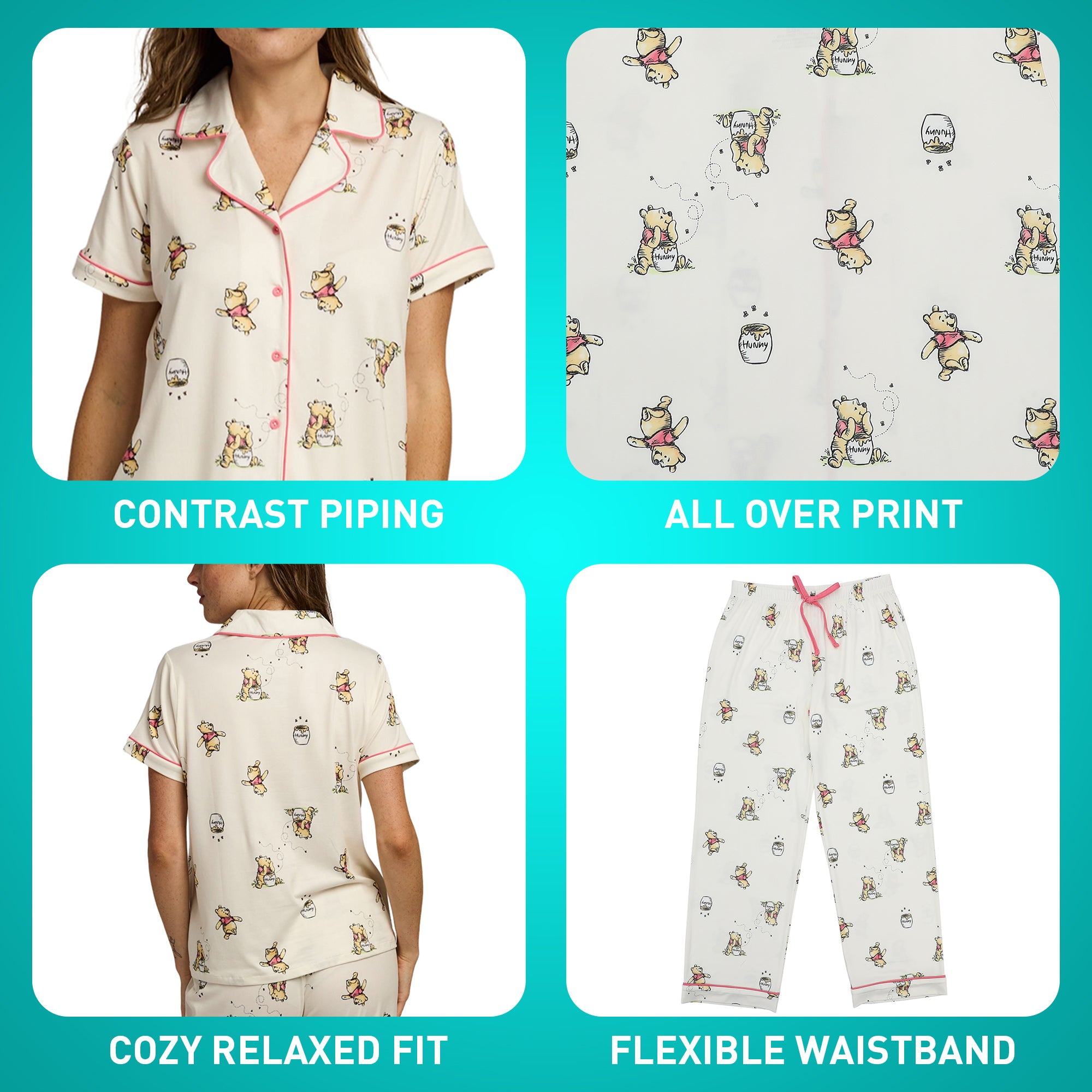 Winnie The Pooh All-Over Character Print Women’s 2-Pack Pajama Set