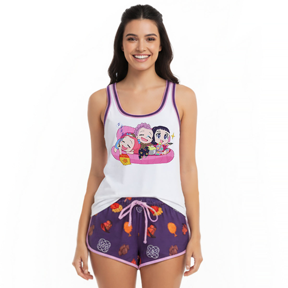 KPop Demon Hunters Rumi, Mira & Zoey Tank Top & Shorts Womens Pajama Set