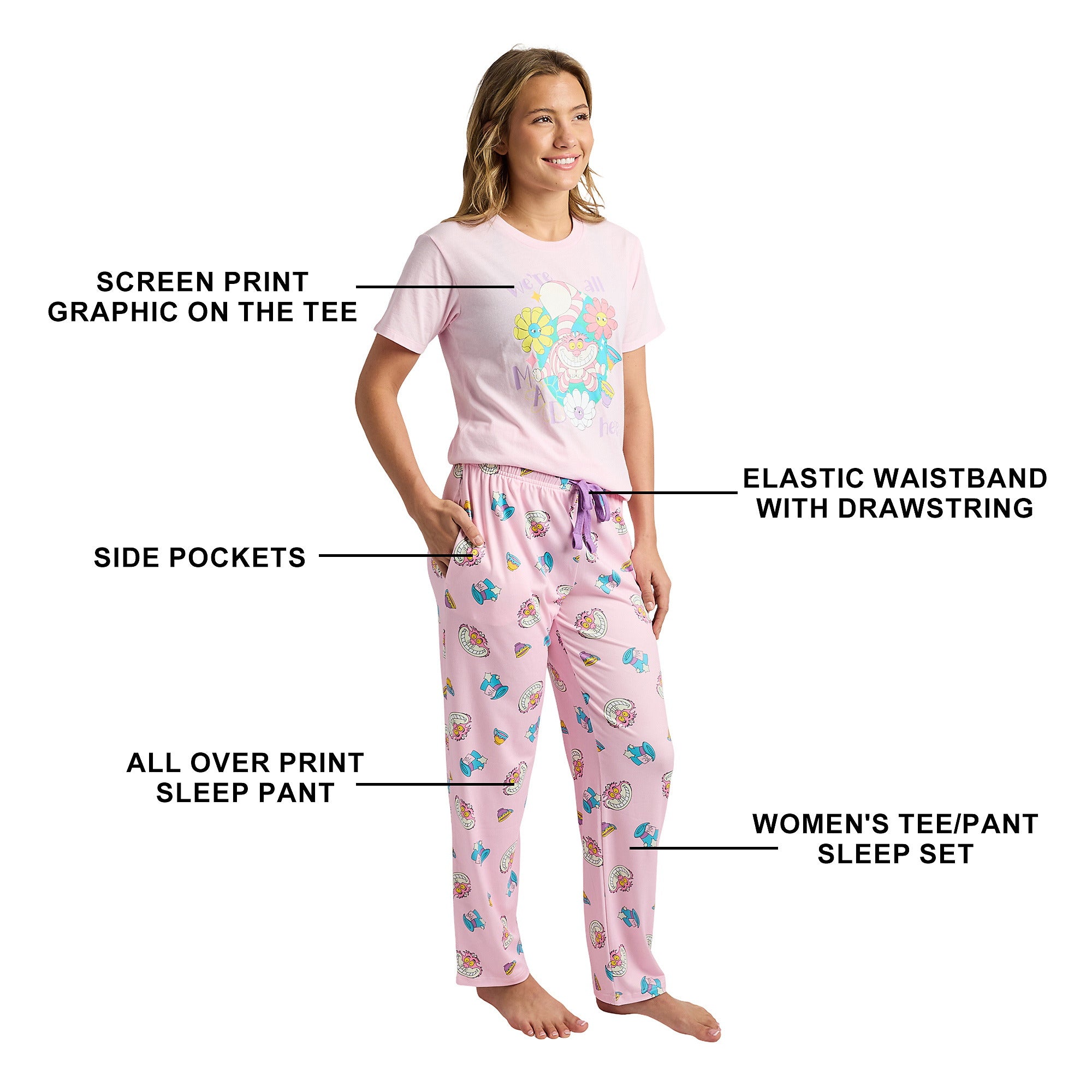 Alice In Wonderland We're All Mad Here Women's 2-Pack Pajama Set