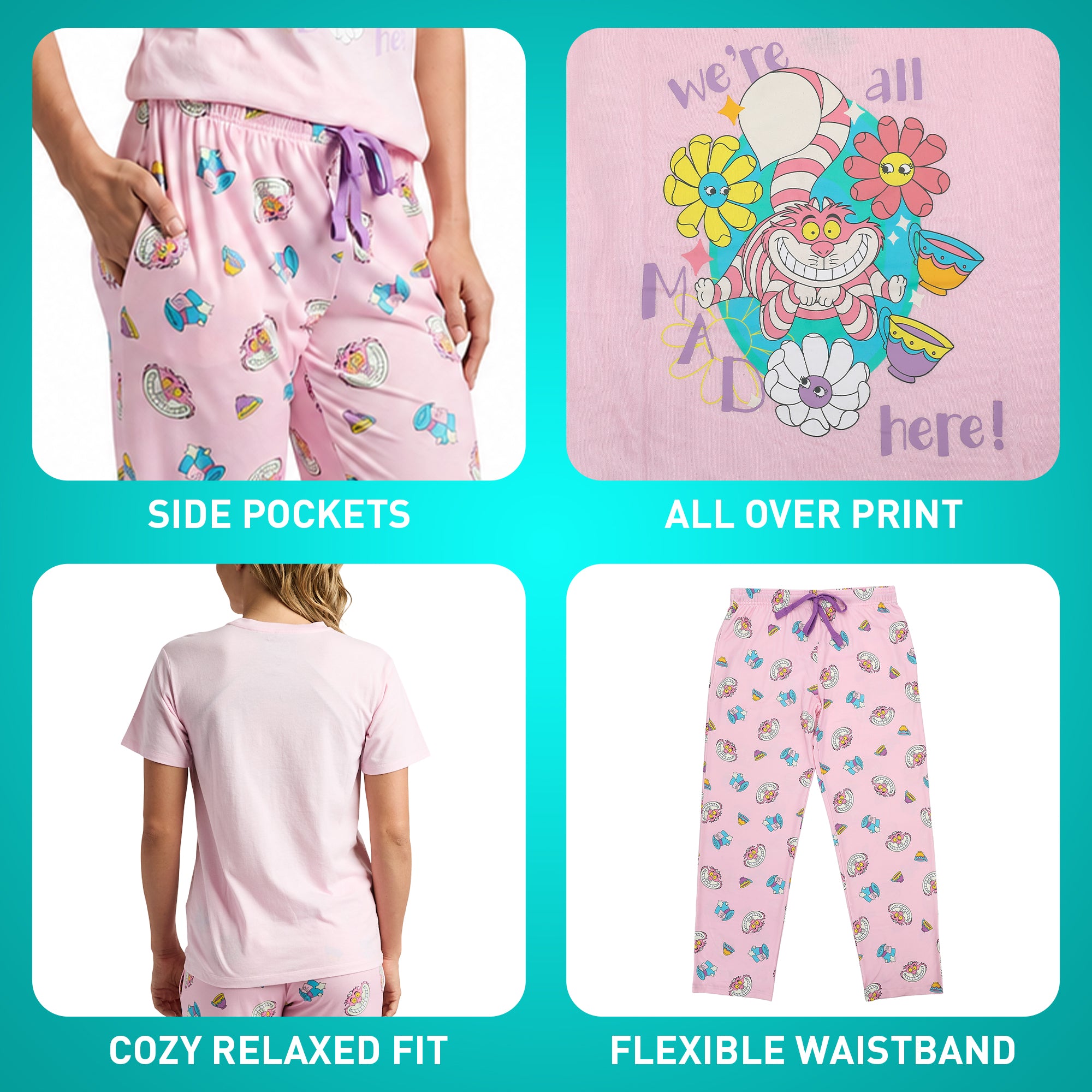 Alice In Wonderland We're All Mad Here Women's 2-Pack Pajama Set