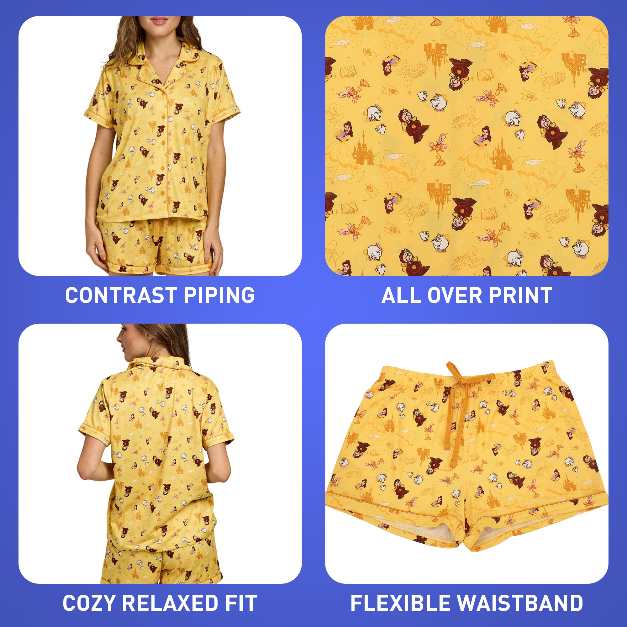 Disney Princess Enchanted Objects All-Over Print Women’s 2-Pack Pajama Set