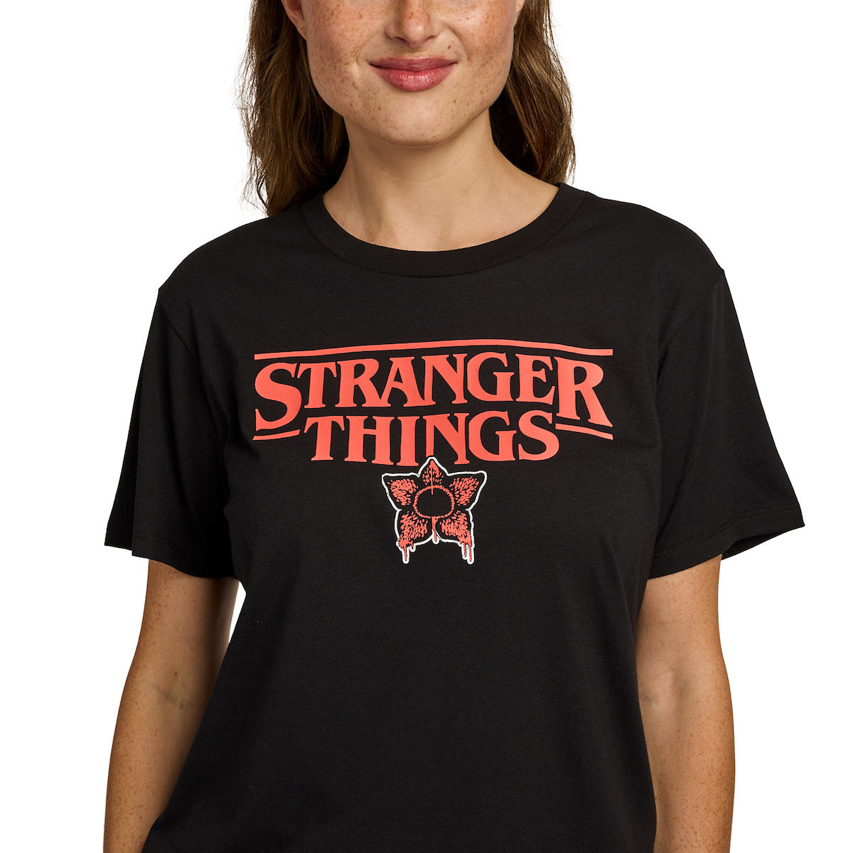 Stranger Thing Demogorgon Splatter Logo Women's Black Oversized Tee & Pants Sleep Set