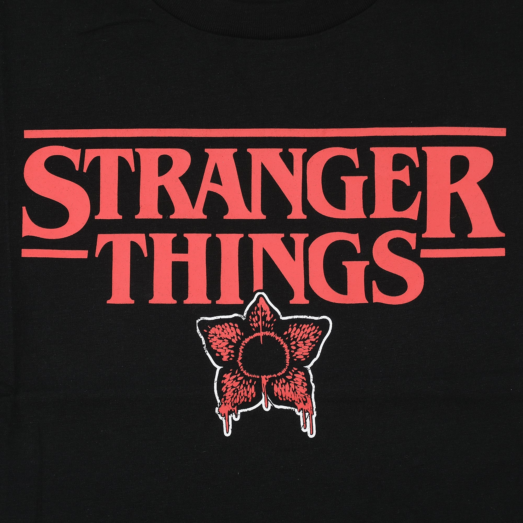 Stranger Thing Demogorgon Splatter Logo Women's Black Oversized Tee & Pants Sleep Set