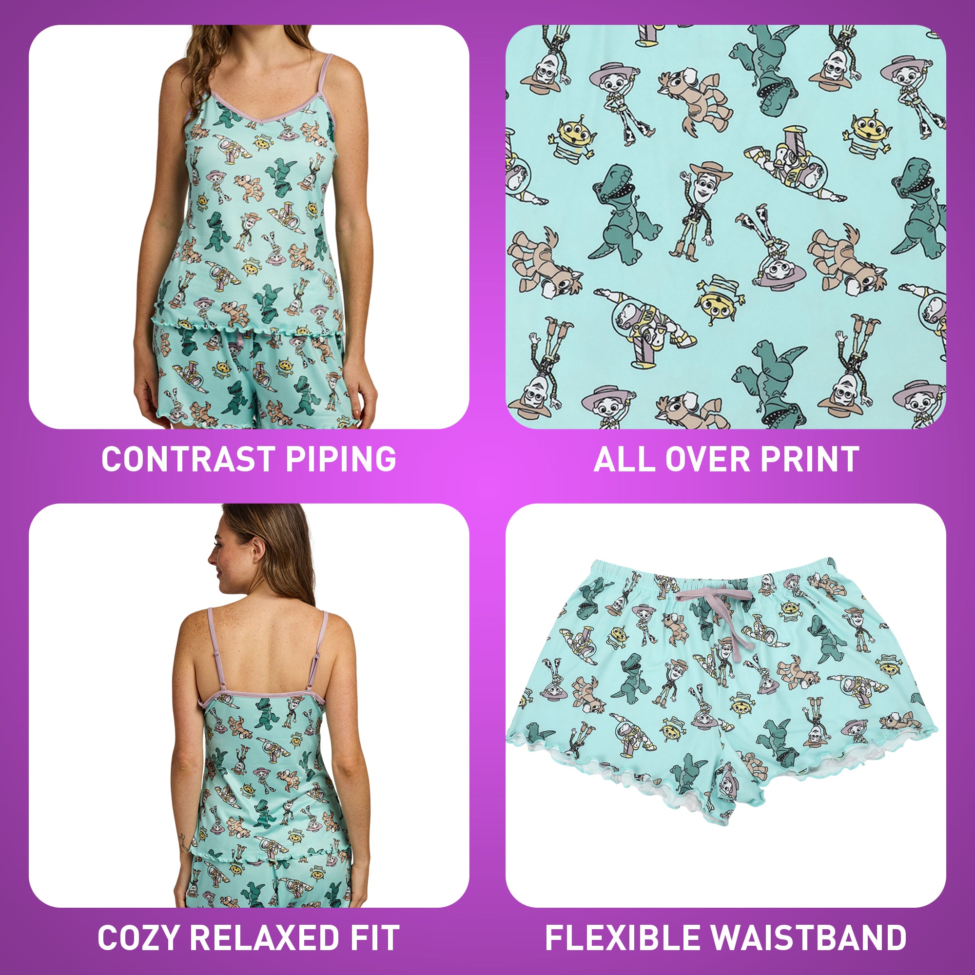 Toy Story Favorite Characters Women’s V-Neck Cami & Shorts Sleep Set