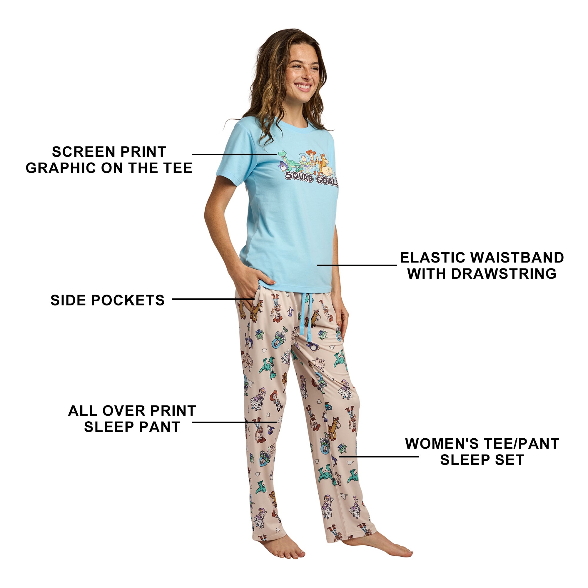 Toy Story Squad Goals Favorite Characters Women’s T-Shirt And Sleep Pants Sleepwear Set