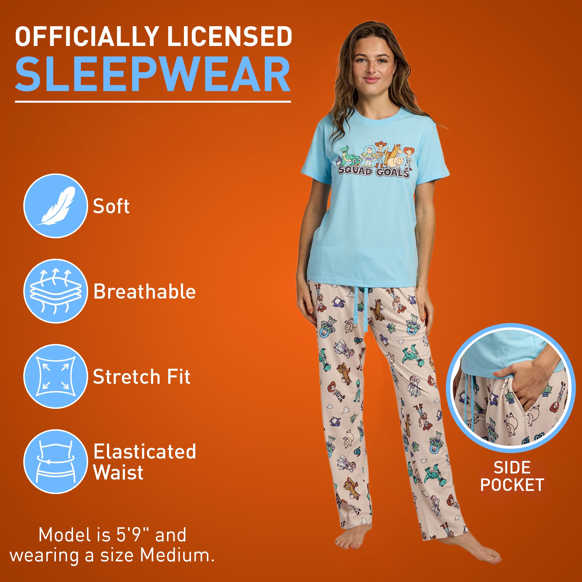Toy Story Squad Goals Favorite Characters Women's T-Shirt And Sleep Pants Sleepwear Set