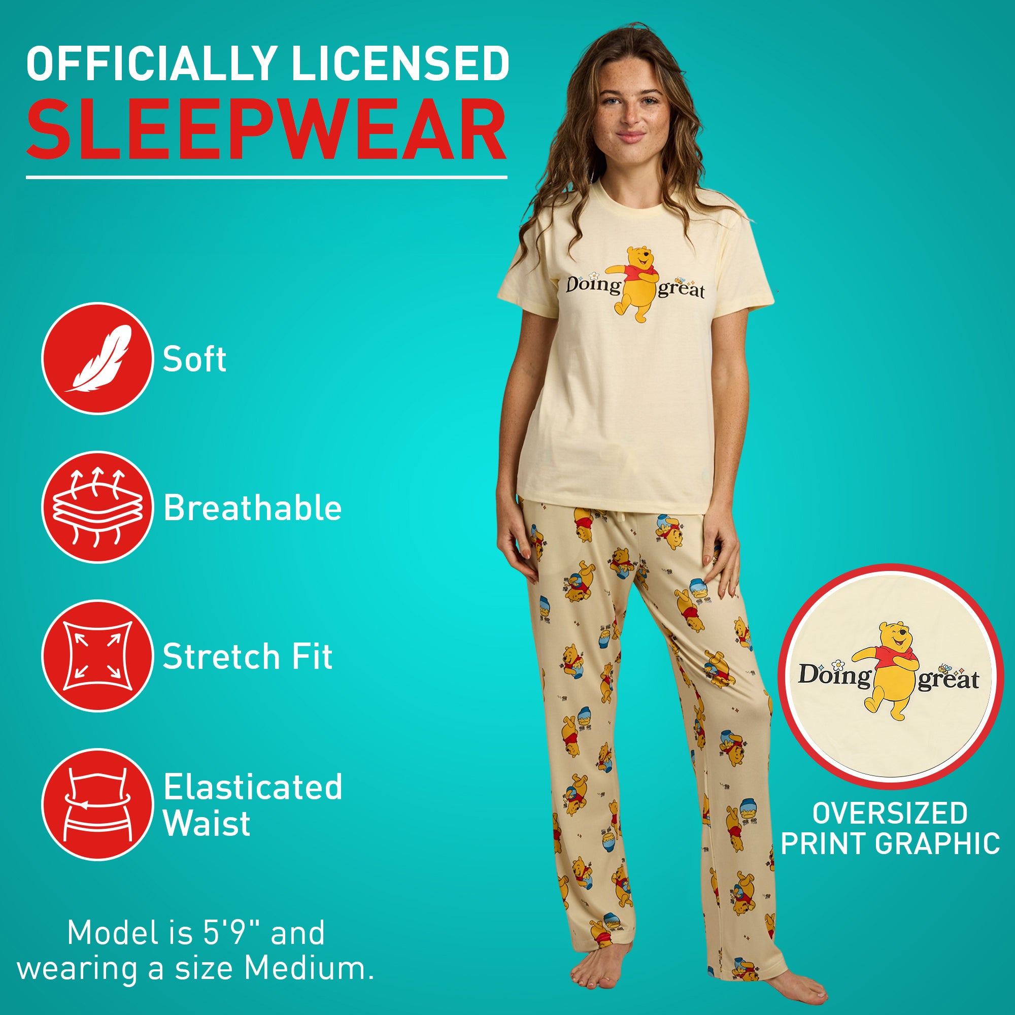 Winnie the Pooh Doing Great Women's T-Shirt And Sleep Pants Sleepwear Set