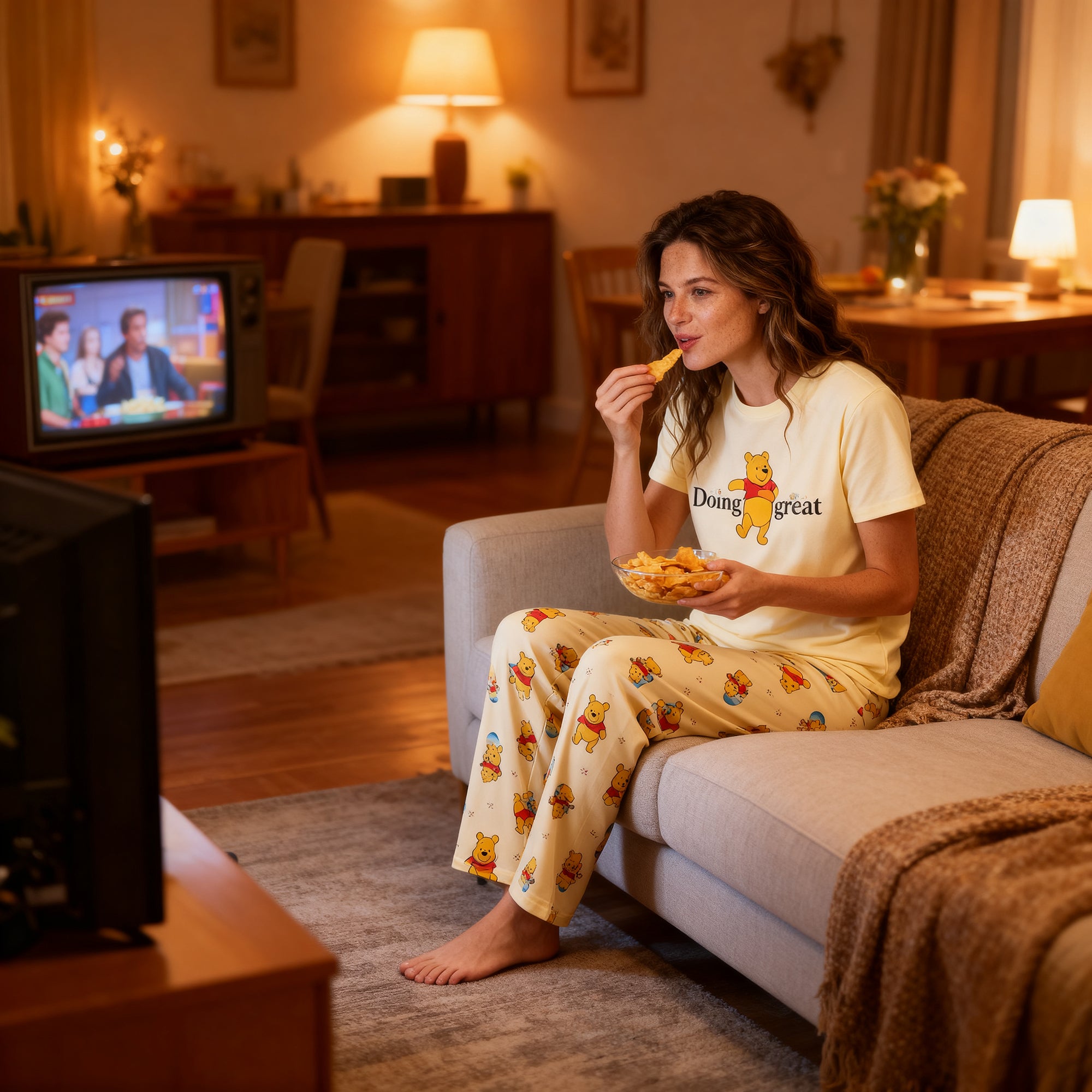 Winnie the Pooh Doing Great Women's T-Shirt And Sleep Pants Sleepwear Set