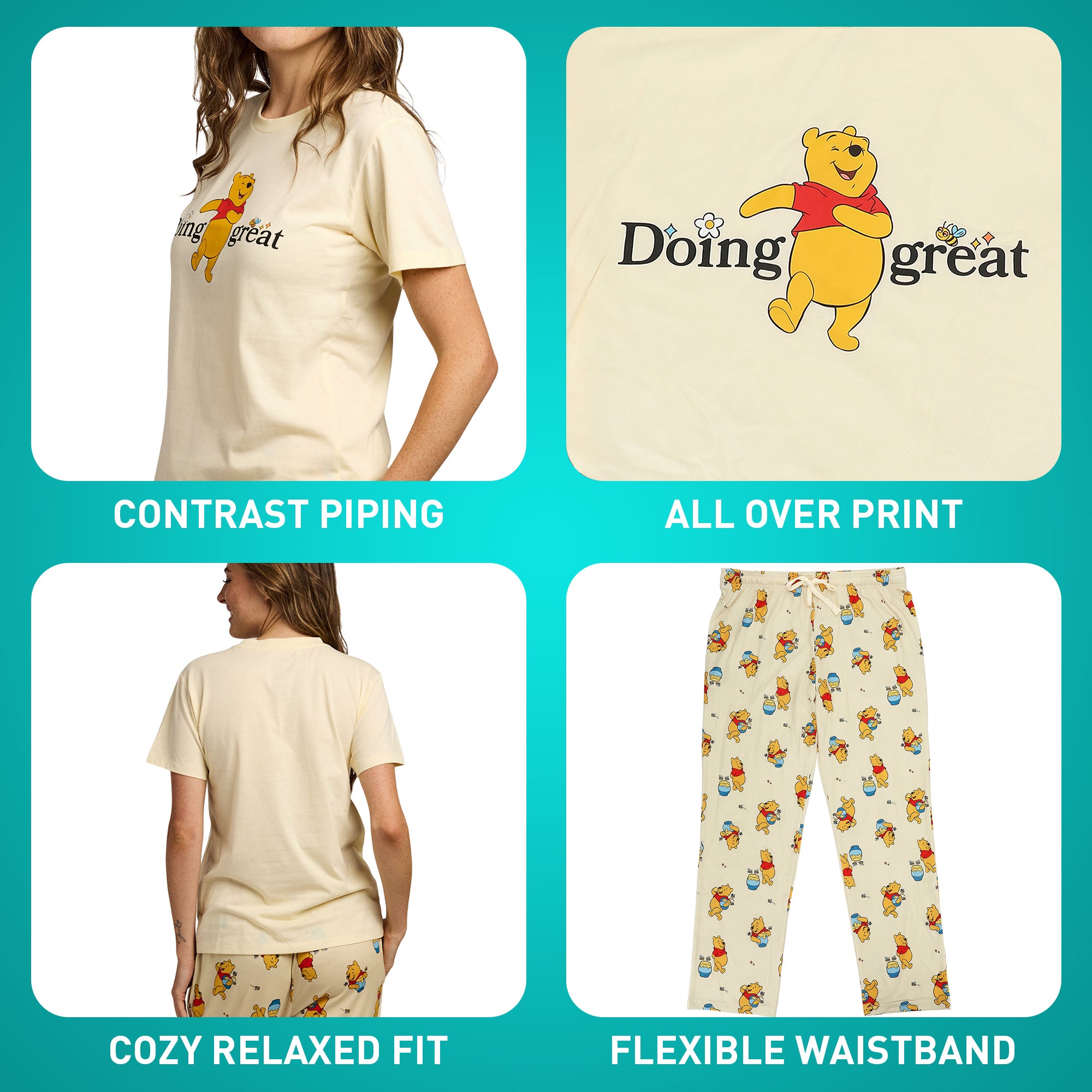 Winnie the Pooh Doing Great Women's T-Shirt And Sleep Pants Sleepwear Set