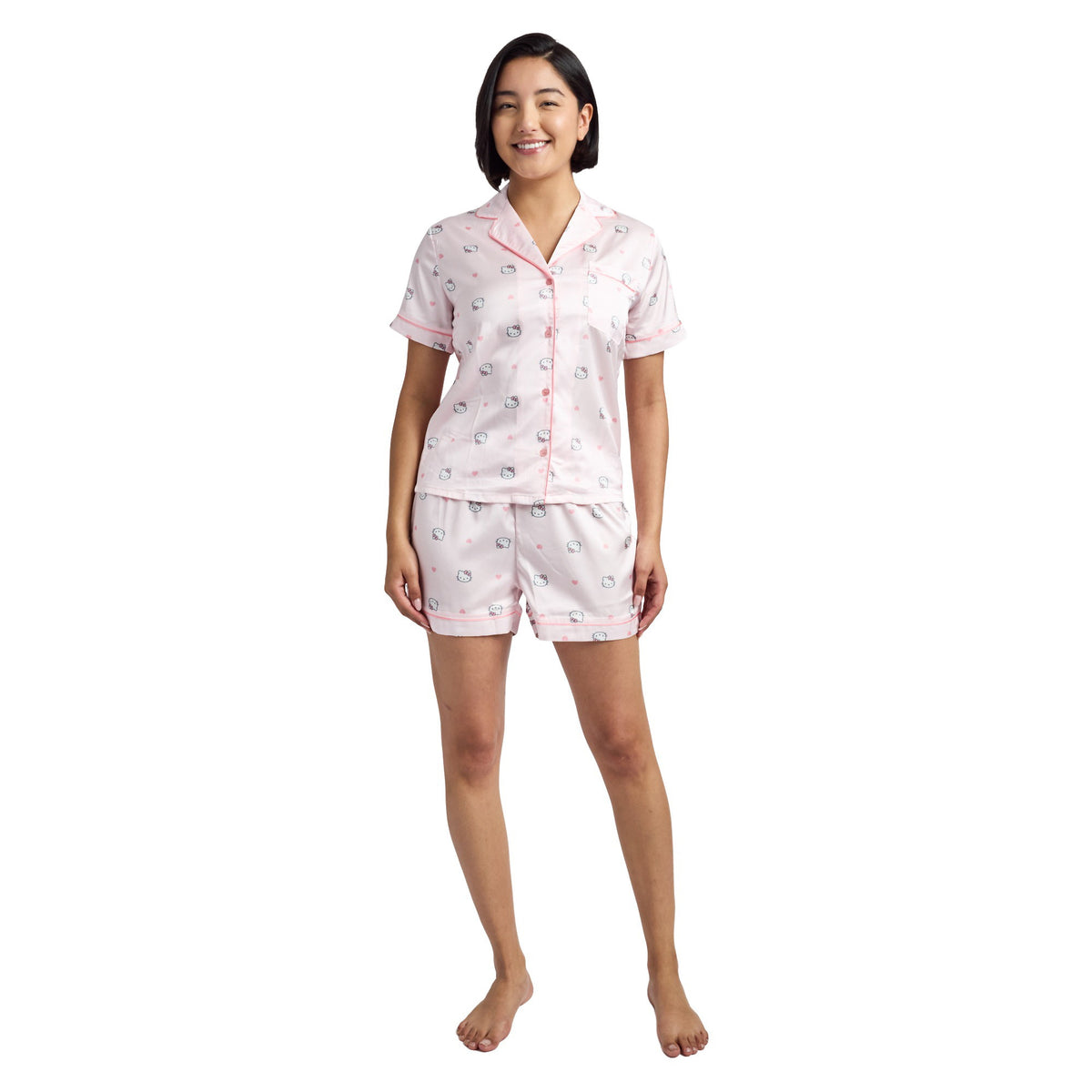 Hello Kitty Character Print Women's 2-Pack Satin Pajama Set