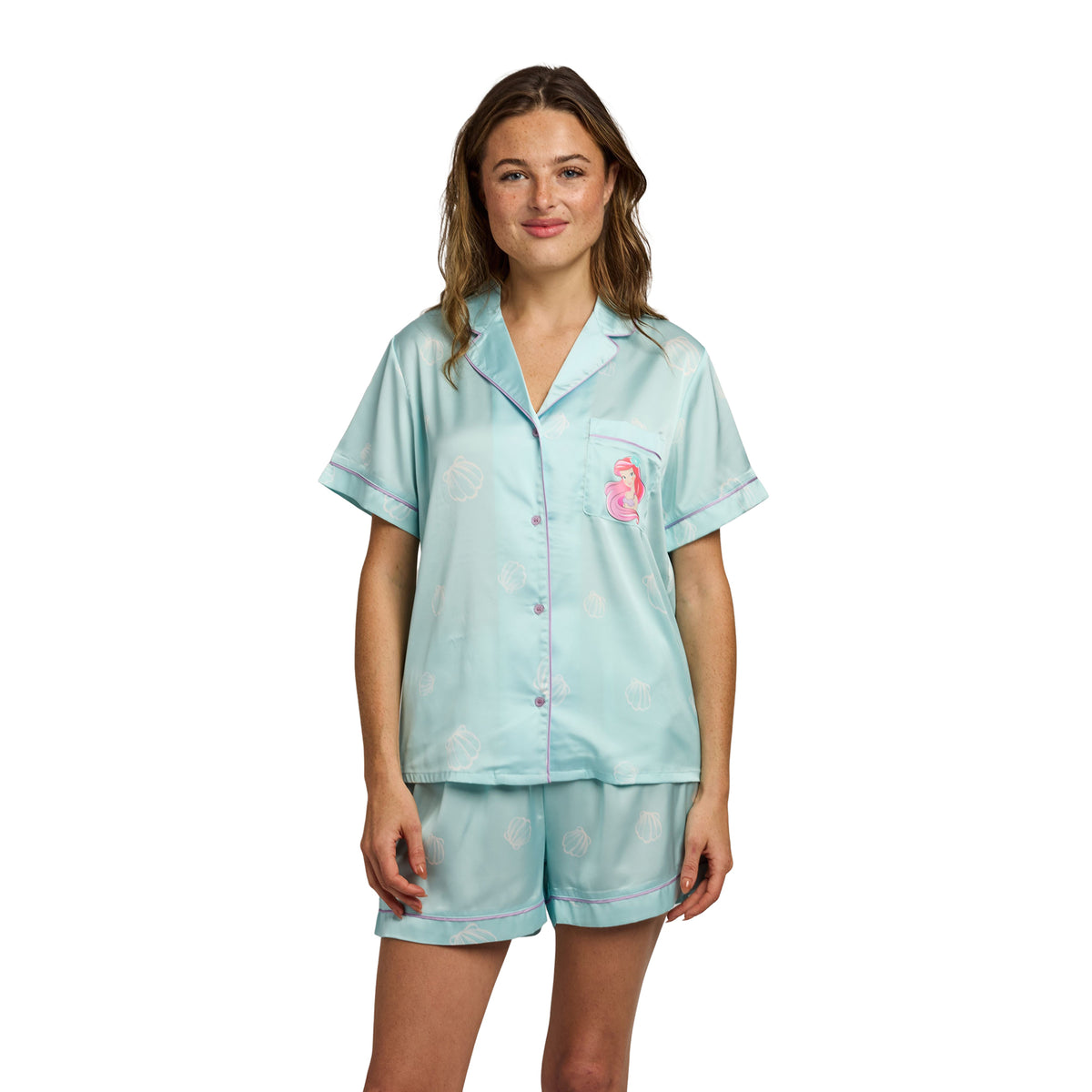 The Little Mermaid Ariel & Character Line Art Women's 2-Pack Satin Pajama Set