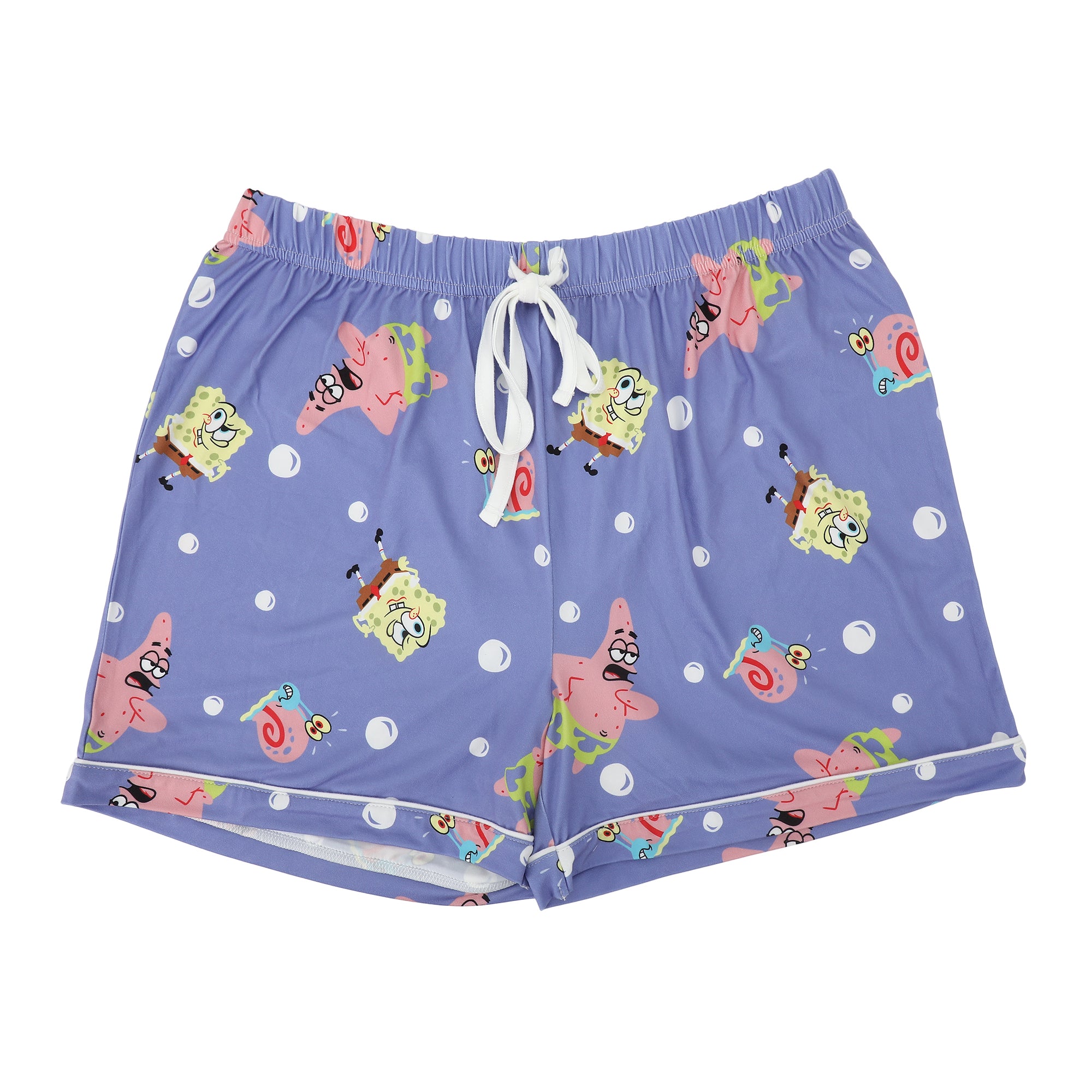 Spongebob Squarepants Favorite Characters All-Over Print Women’s Notch Collar Button-Down Shirt and Shorts Sleepwear Set