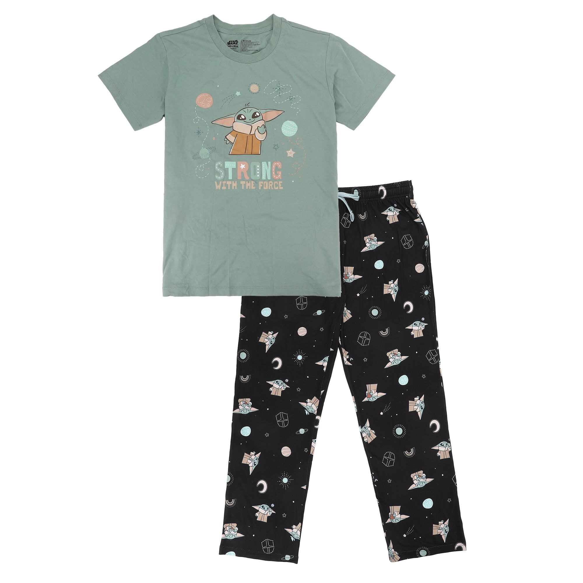 The Mandalorian Strong With The Force Grogu Women’s T-Shirt And Sleep Pants Sleepwear Set