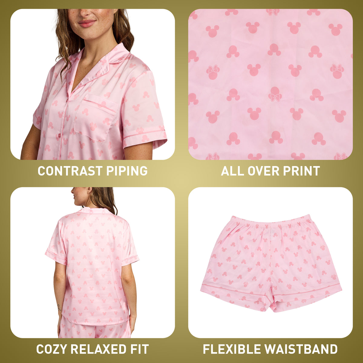 Minnie Mouse Classic Minnie Ears Women's 2-Pack Satin Pajama Set