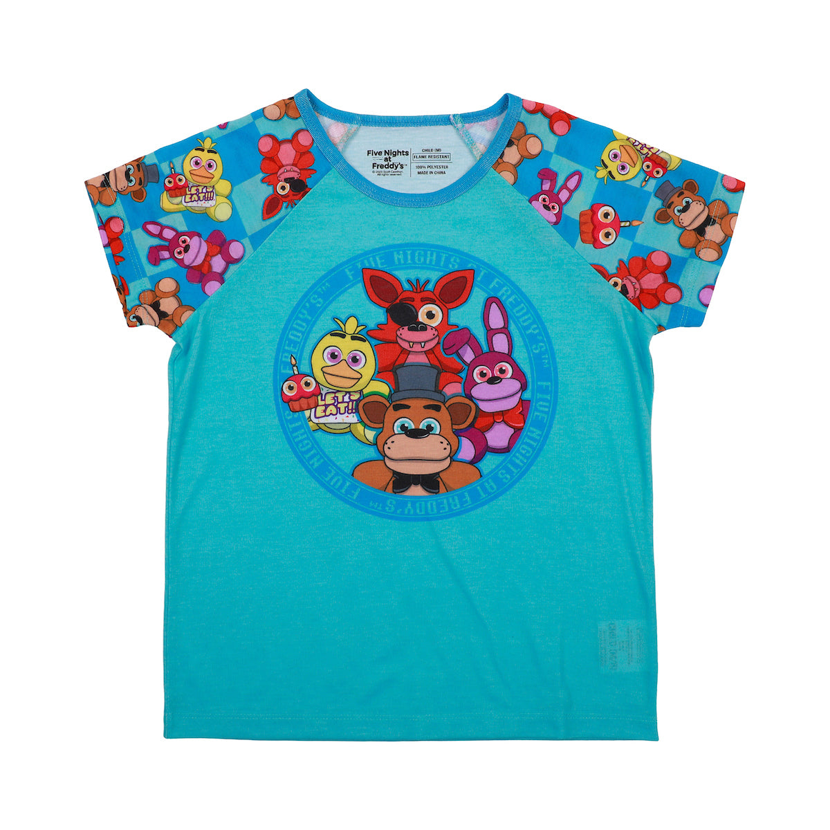 Five Nights At Freddy's Character Print Youth Girl's Raglan T-shirt & Lounge Shorts Sleep Set