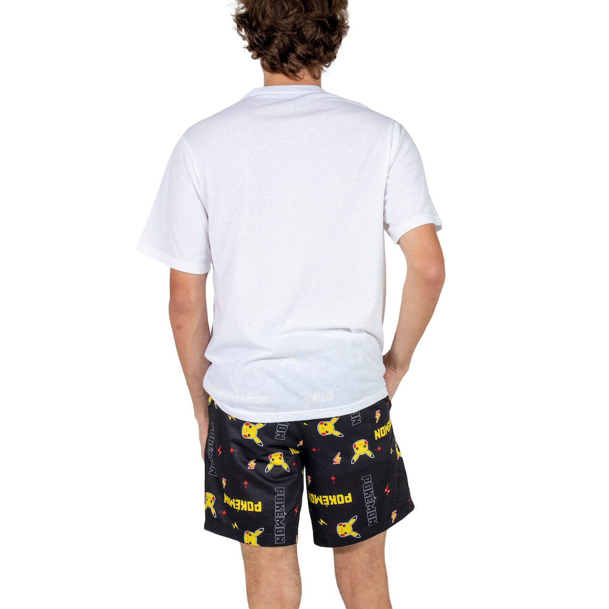 Pokemon Pikachu Big Face Men's Crew Neck Short Sleeve Tee & Sleep Pajama Shorts Combo Set