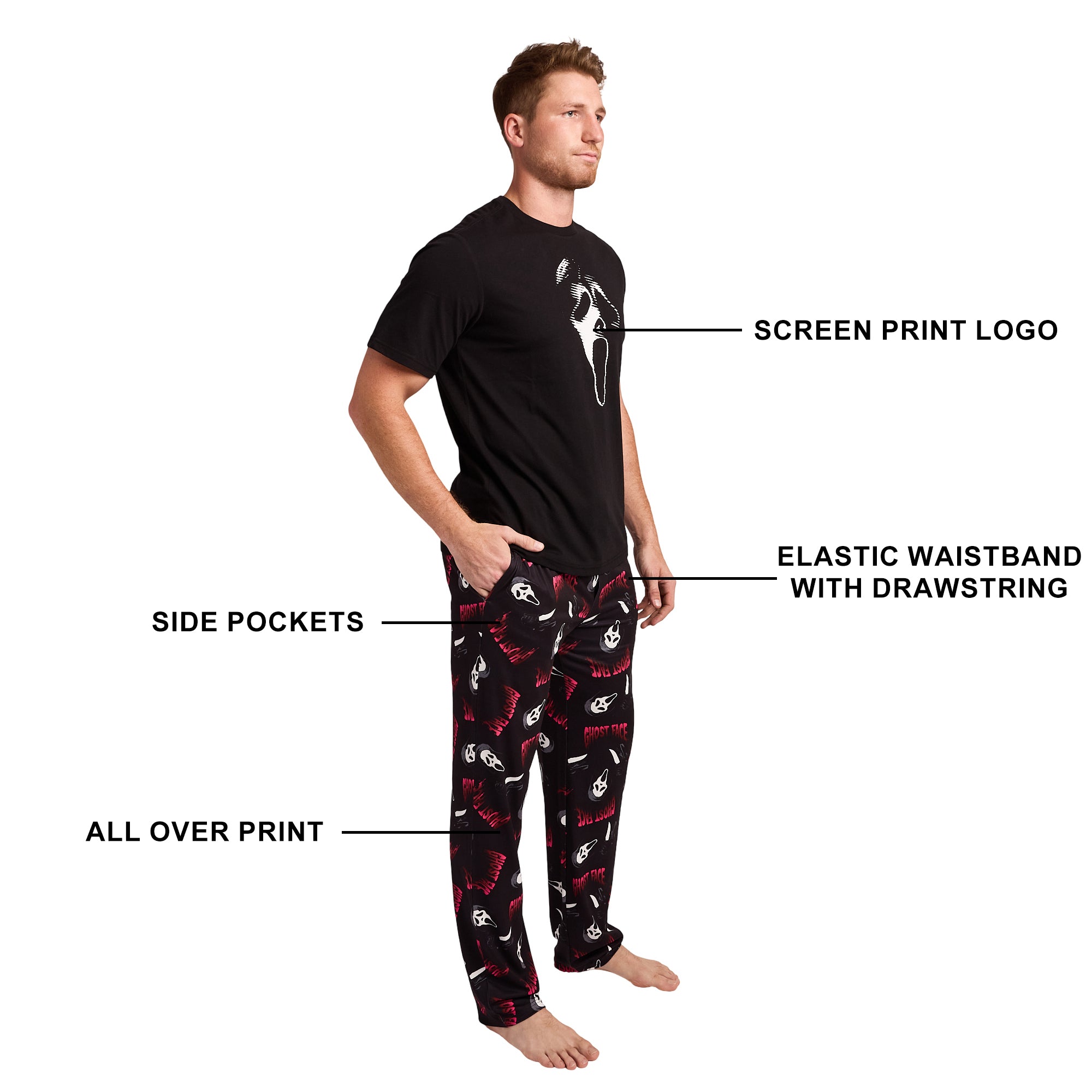 Ghostface Mask Men's 2-Pack Pajama Set