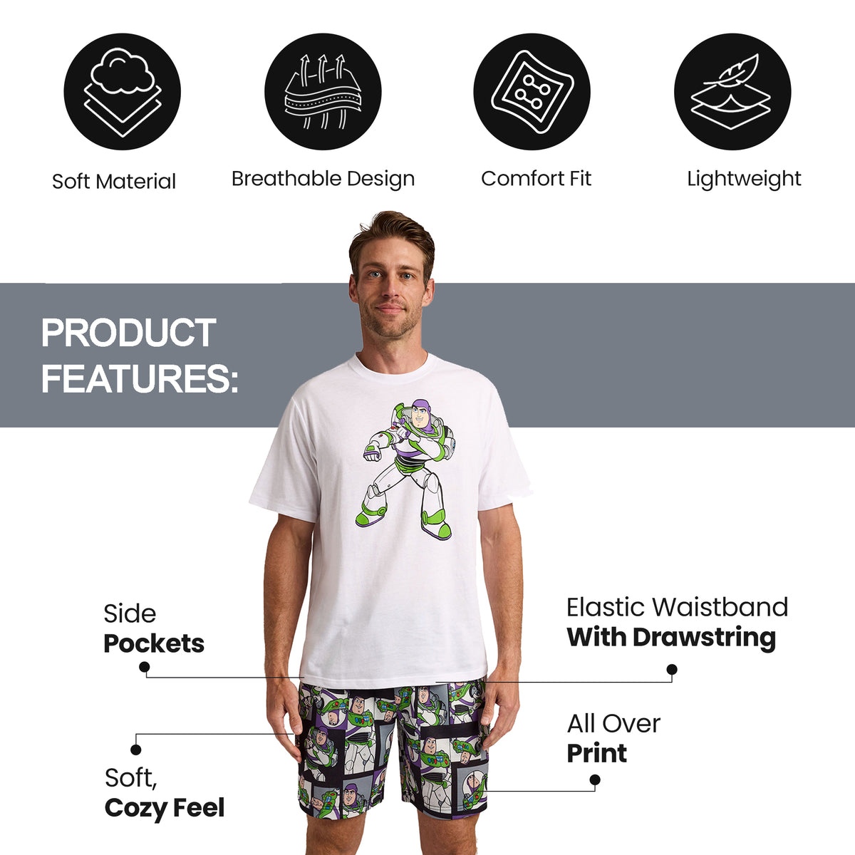 Toy Story Buzz Lightyear Men's 2-Pack Pajama Set