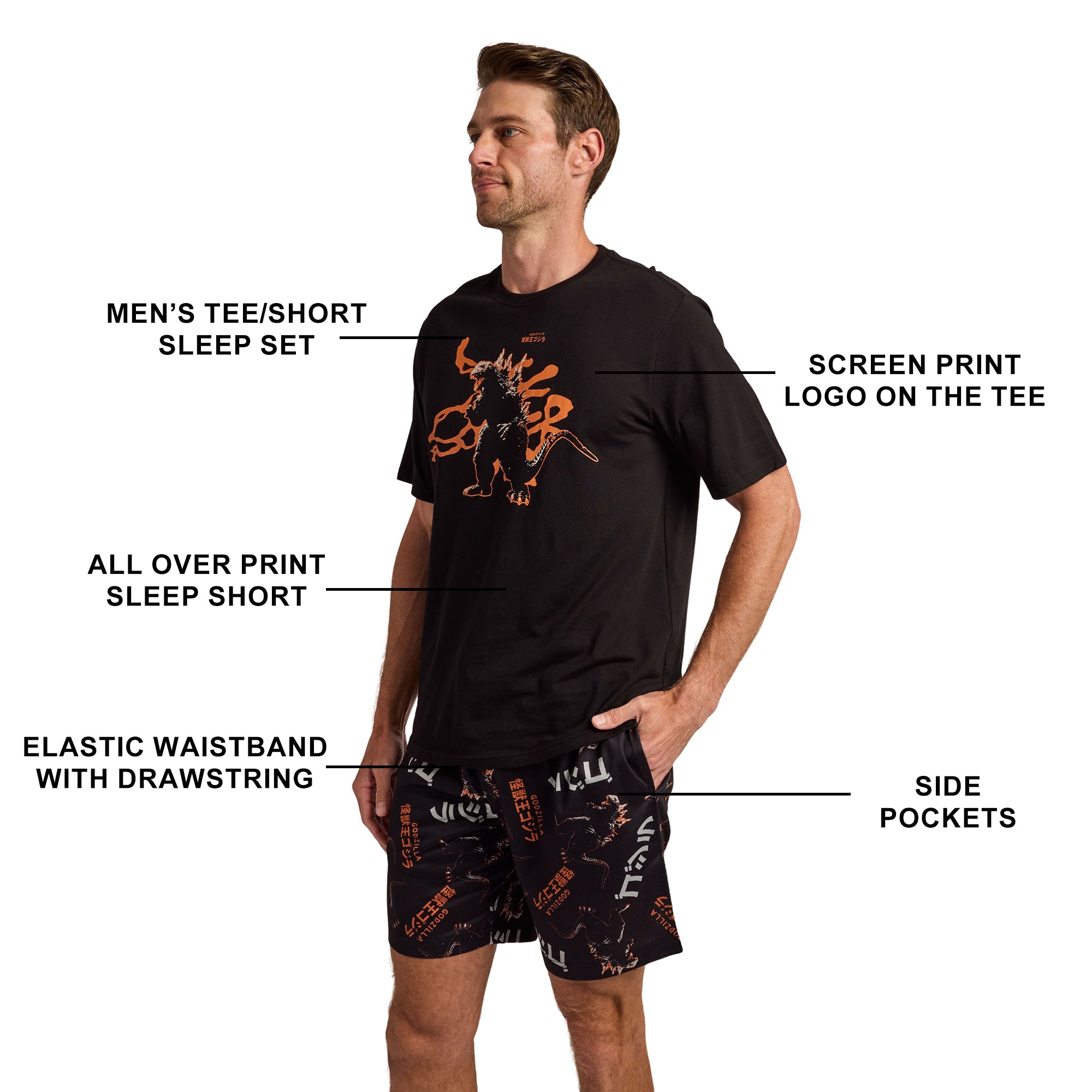 Godzilla Classic Character Art Men’s 2-Pack Pajama Set