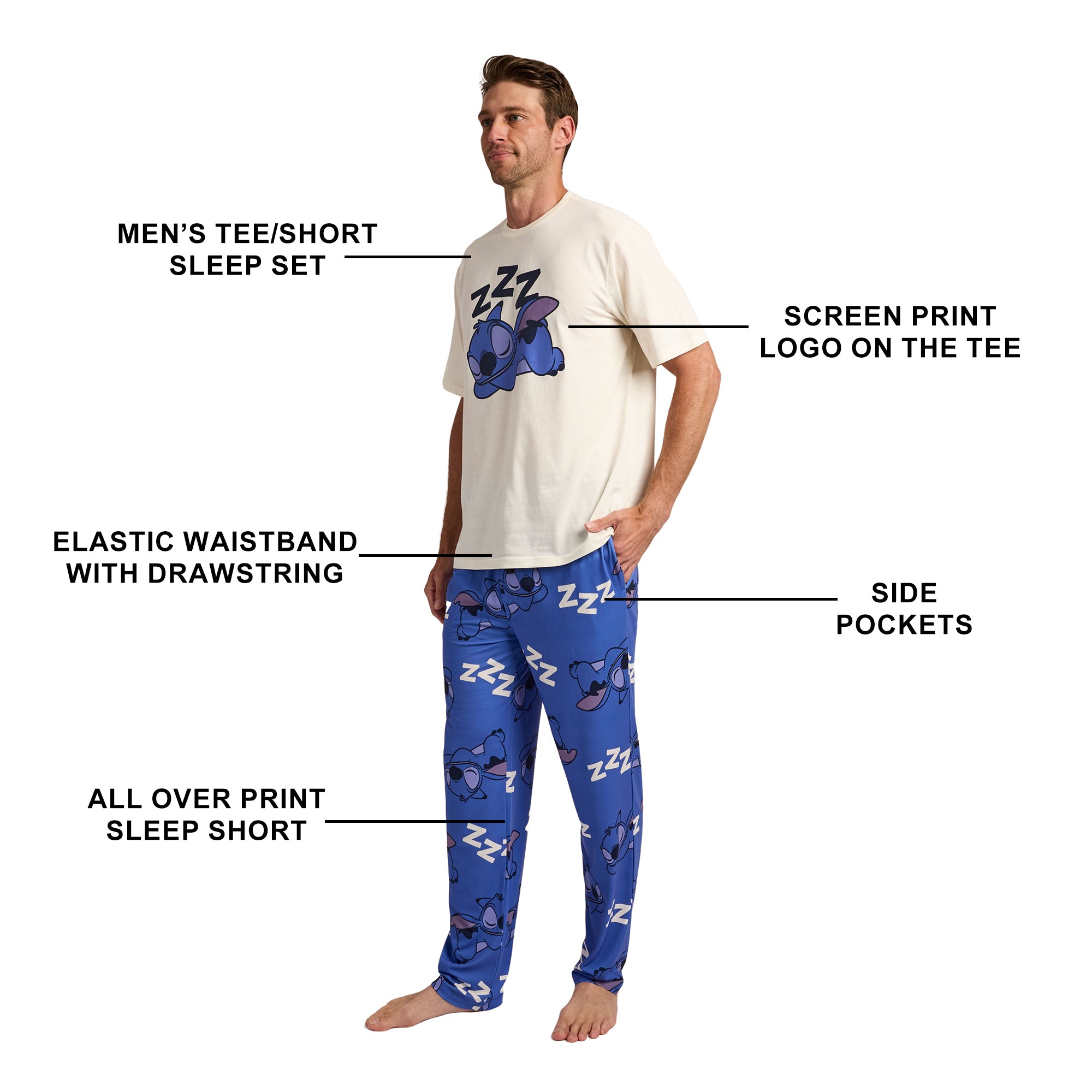 Lilo & Stitch Sleeping Stitch Men’s 2-Pack Pajama Set
