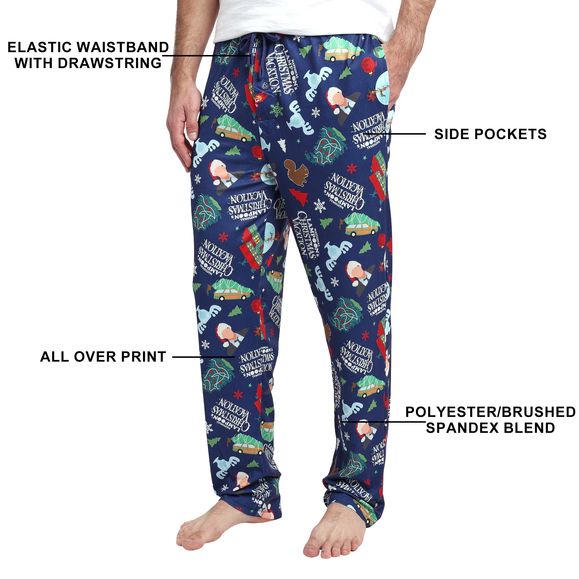 CHRISTMAS VACATION Logo All Over Print Mens Pajama Sleep Pants Loungewear