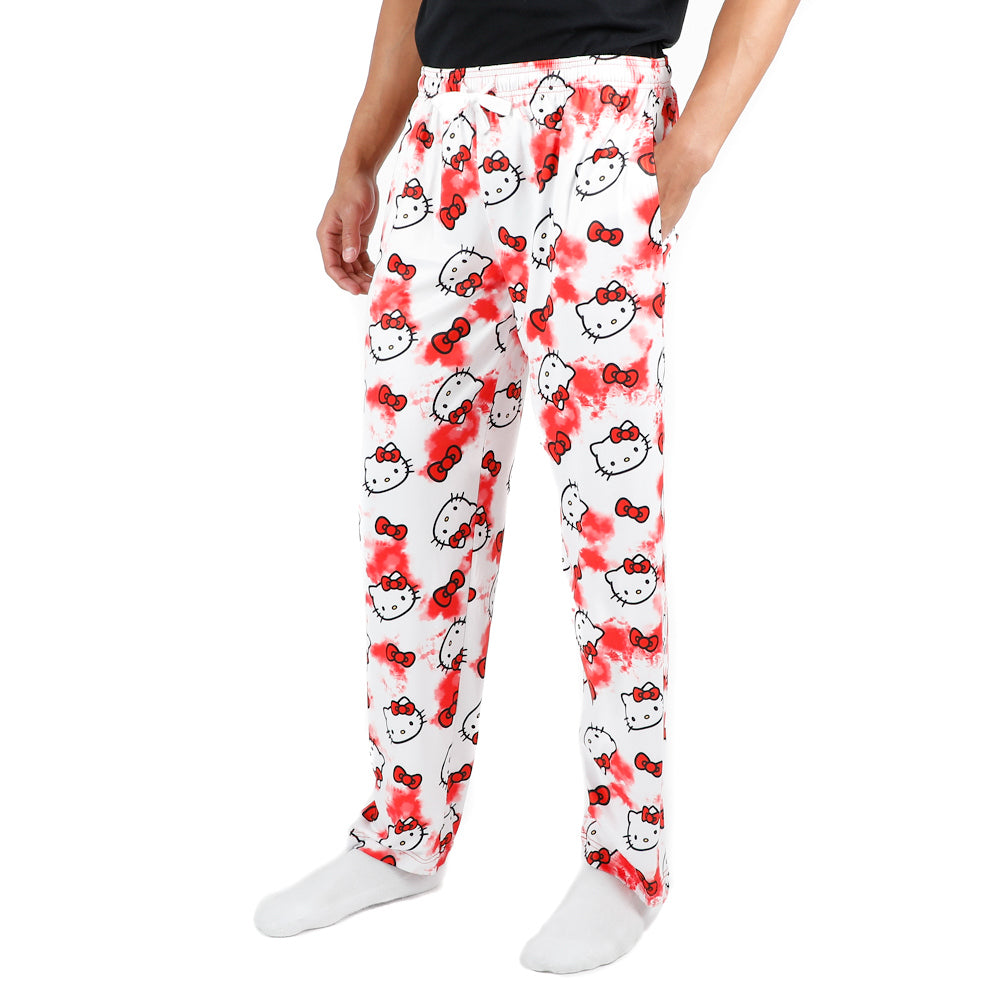 Hello Kitty Anime Cartoon All Over Print Women's White Sleep Pajama Pants