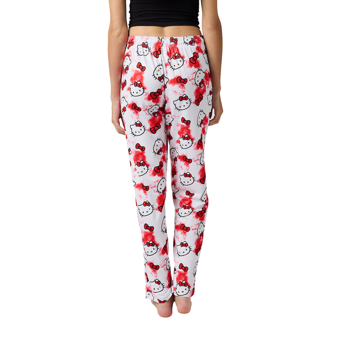 Hello Kitty Anime Cartoon All Over Print Women's White Sleep Pajama Pants