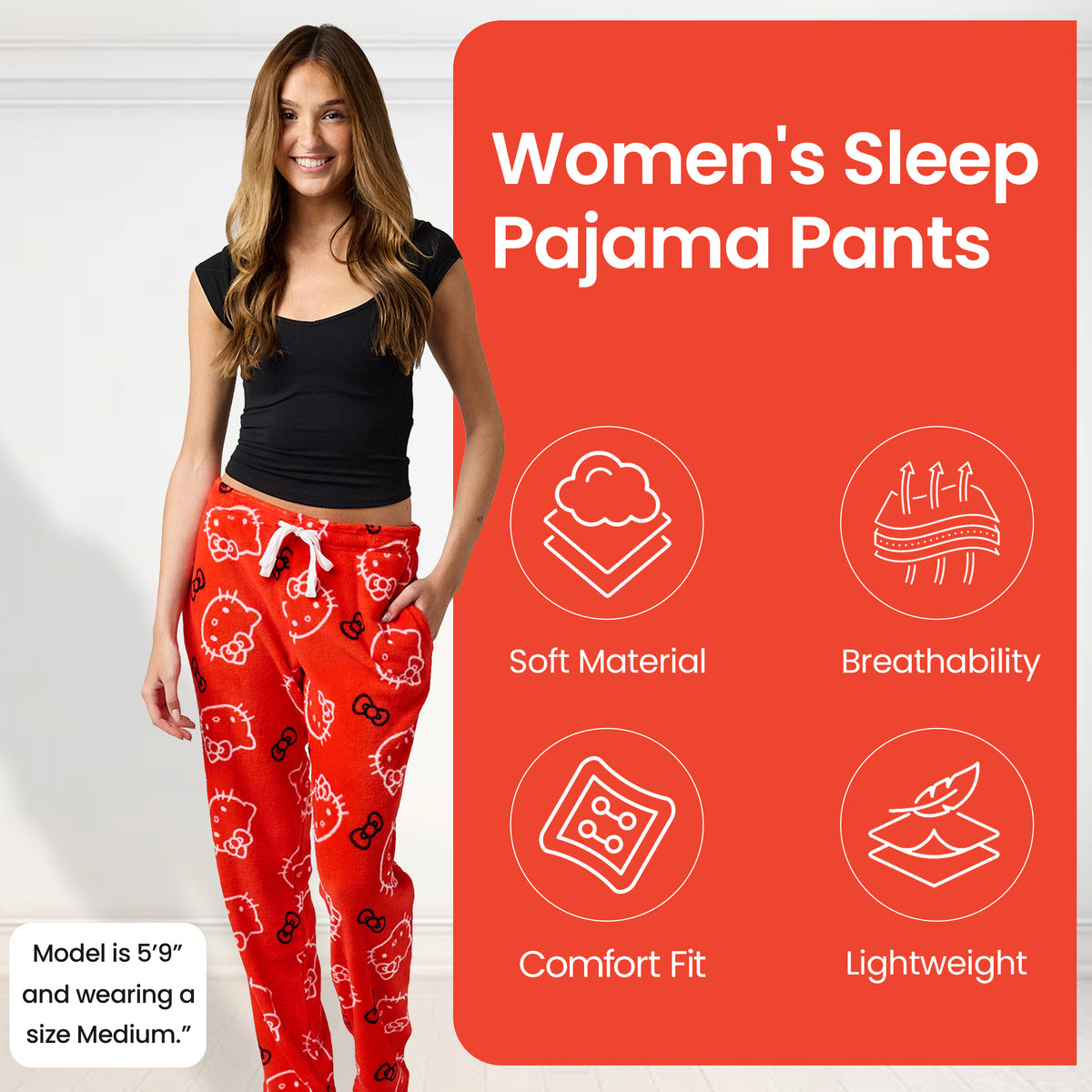 Hello Kitty Red Plush Women's Pajama Pant