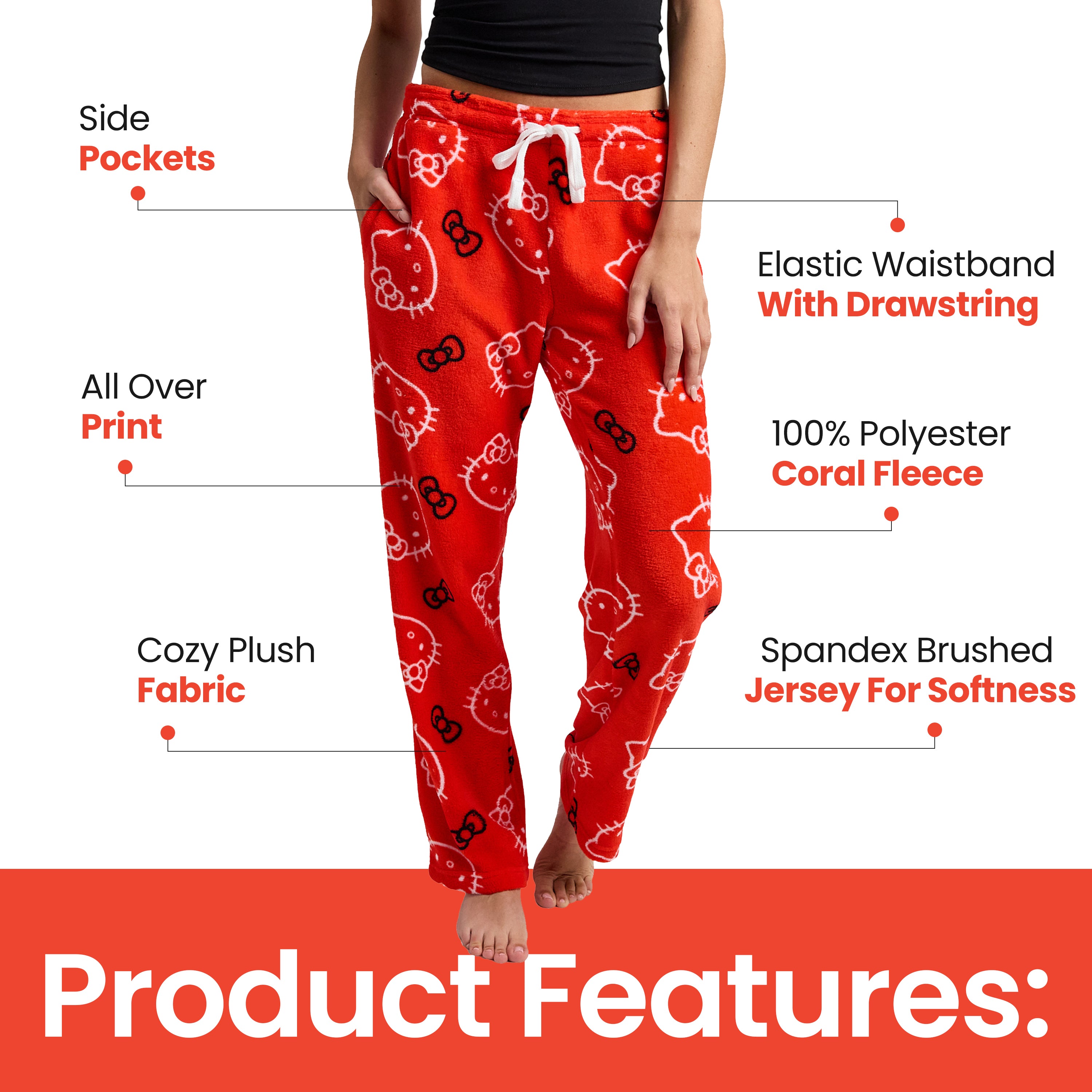 Hello Kitty Red Plush Women's Pajama Pant