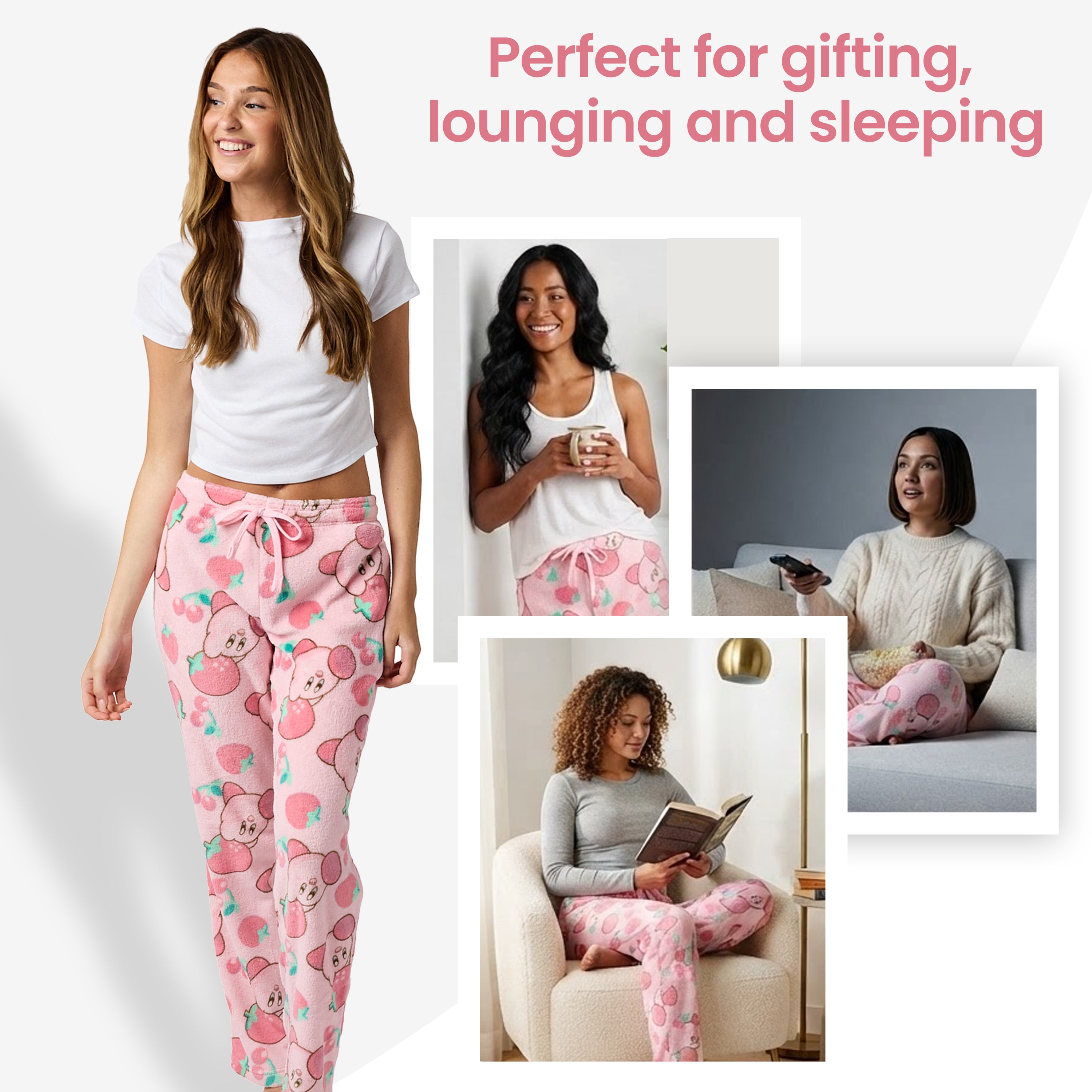 Kirby Strawberries Women's Sleep Pajama Pants