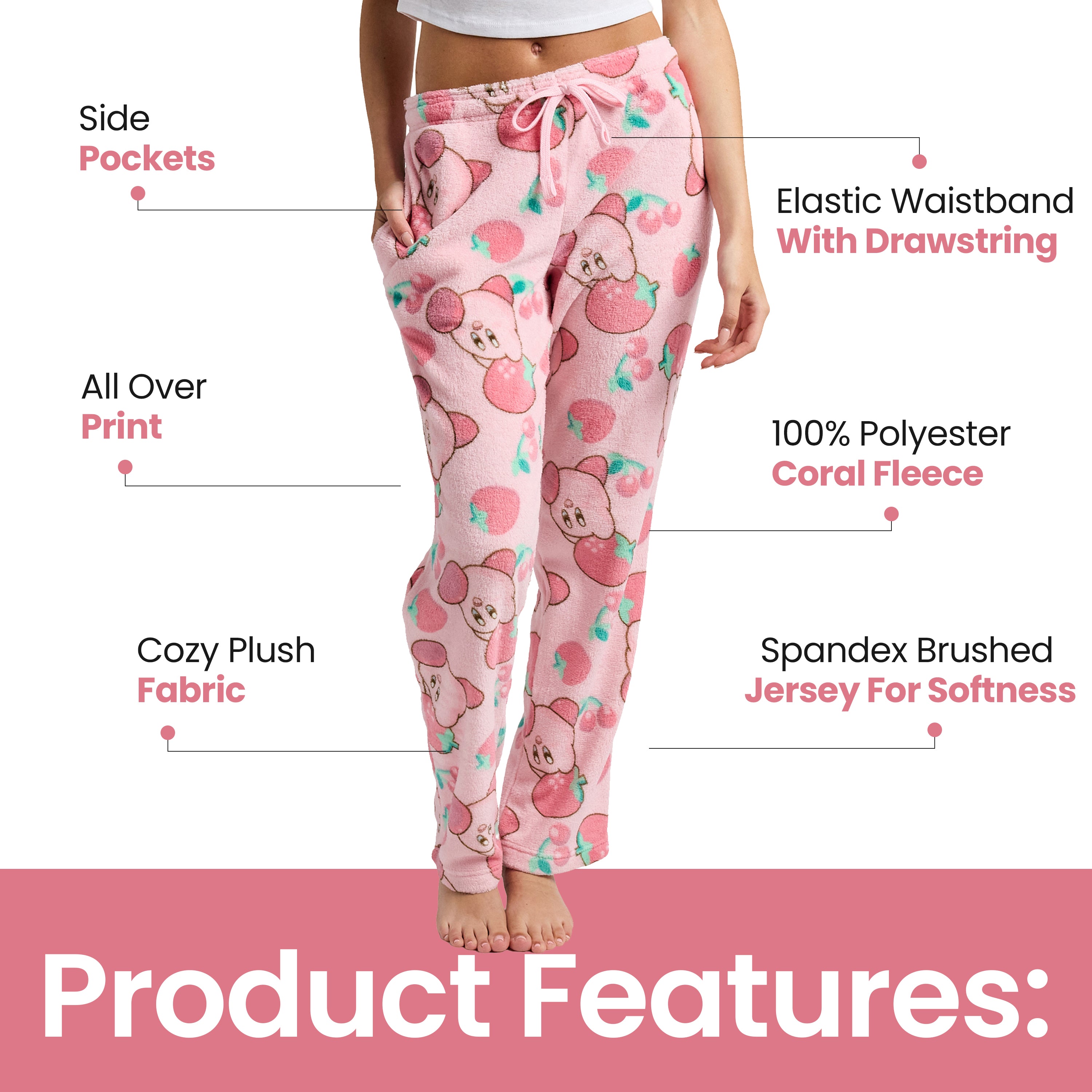 Kirby Strawberries Women's Sleep Pajama Pants
