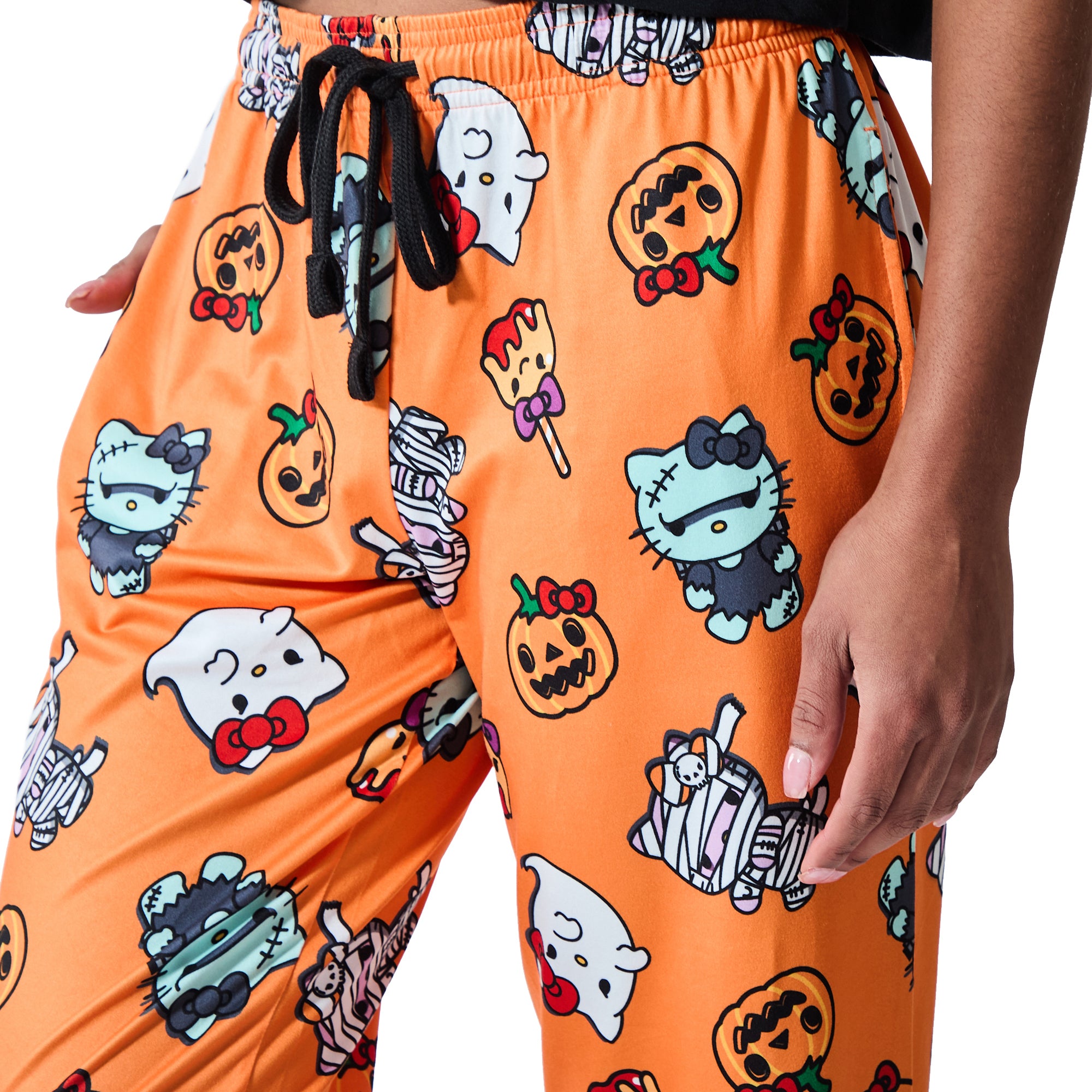 Hello Kitty Halloween Costumes Women's Orange Sleep Pajama Pants