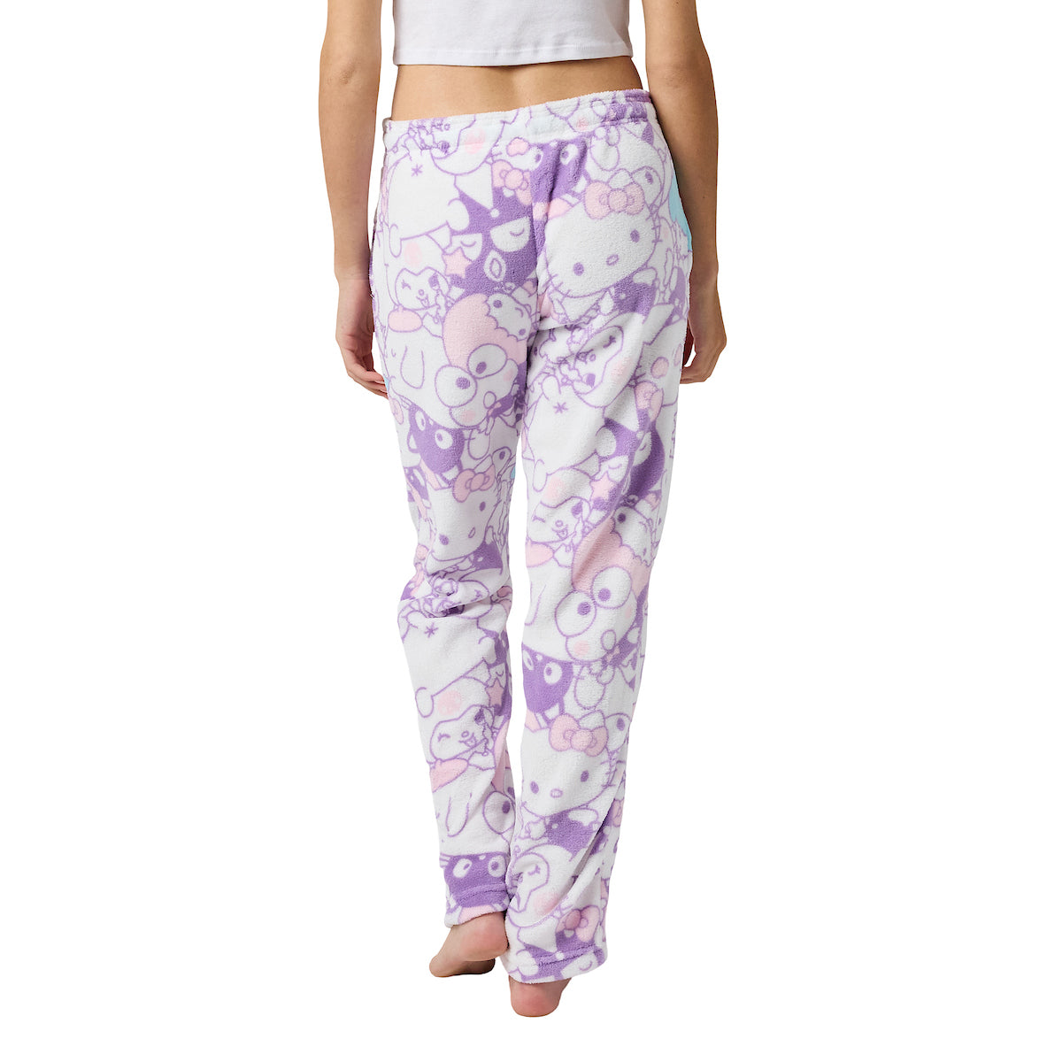 Hello Kitty & Friends Characters All-Over Print Women's Purple Cloud Wash Plush Sleep Pajama Pants