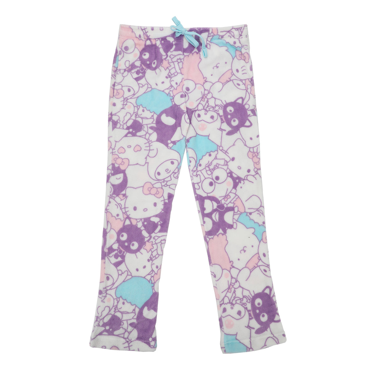 Hello Kitty & Friends Characters All-Over Print Women's Purple Cloud Wash Plush Sleep Pajama Pants