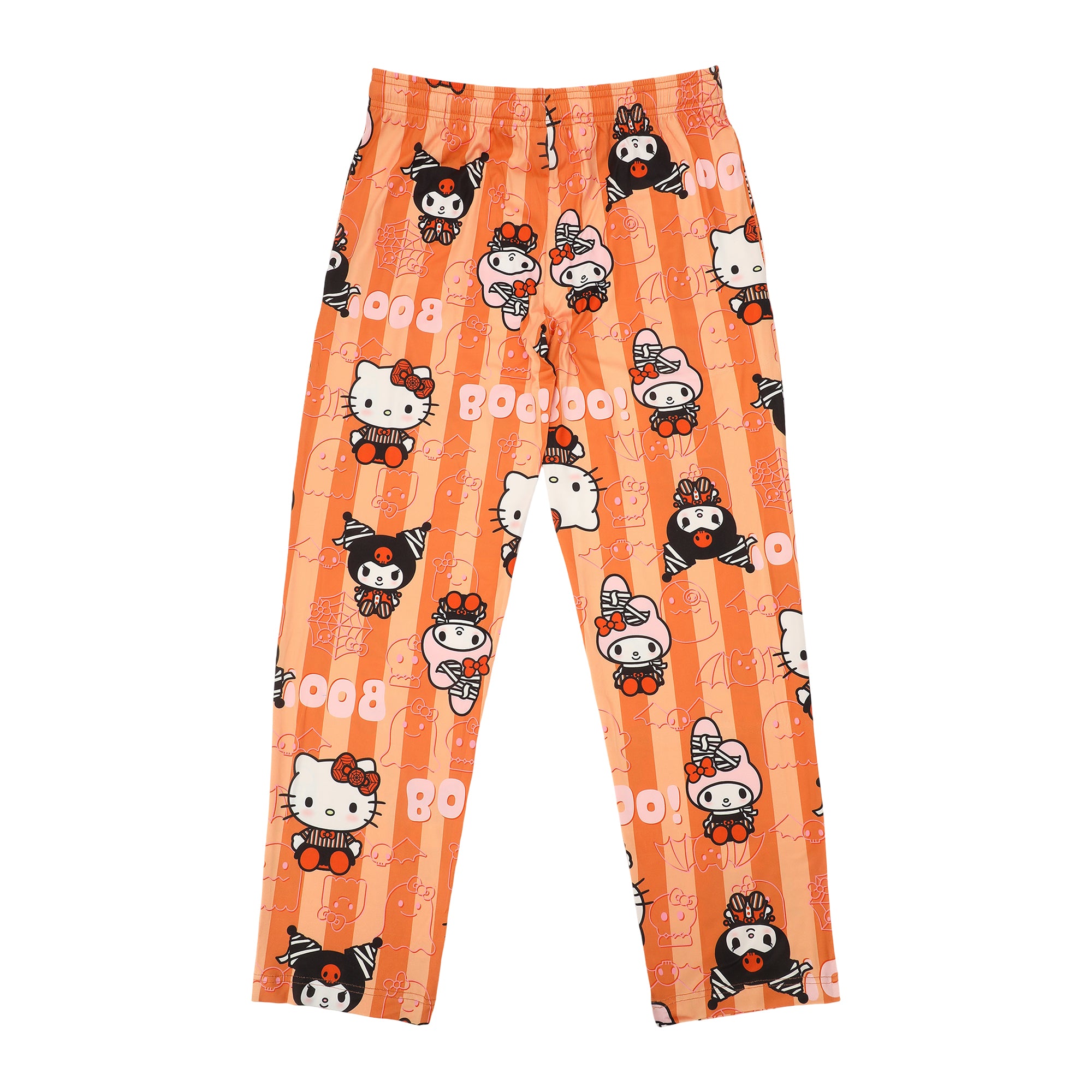 Hello Kitty Boo Halloween Costumes Women's Orange Striped Sleep Pajama Pants