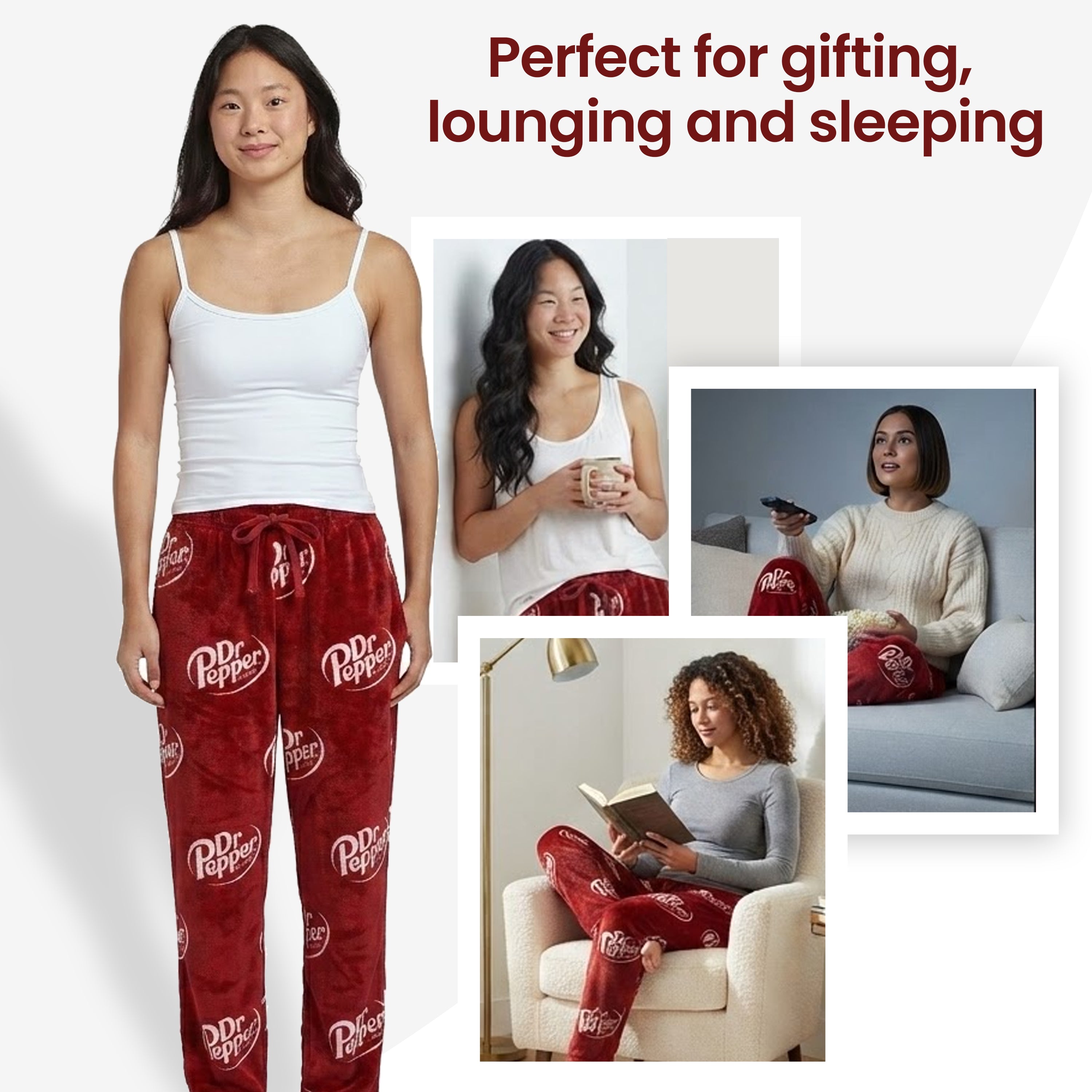 Dr Pepper Classic Logo All-Over Print Women's Sleep Pajama Pants