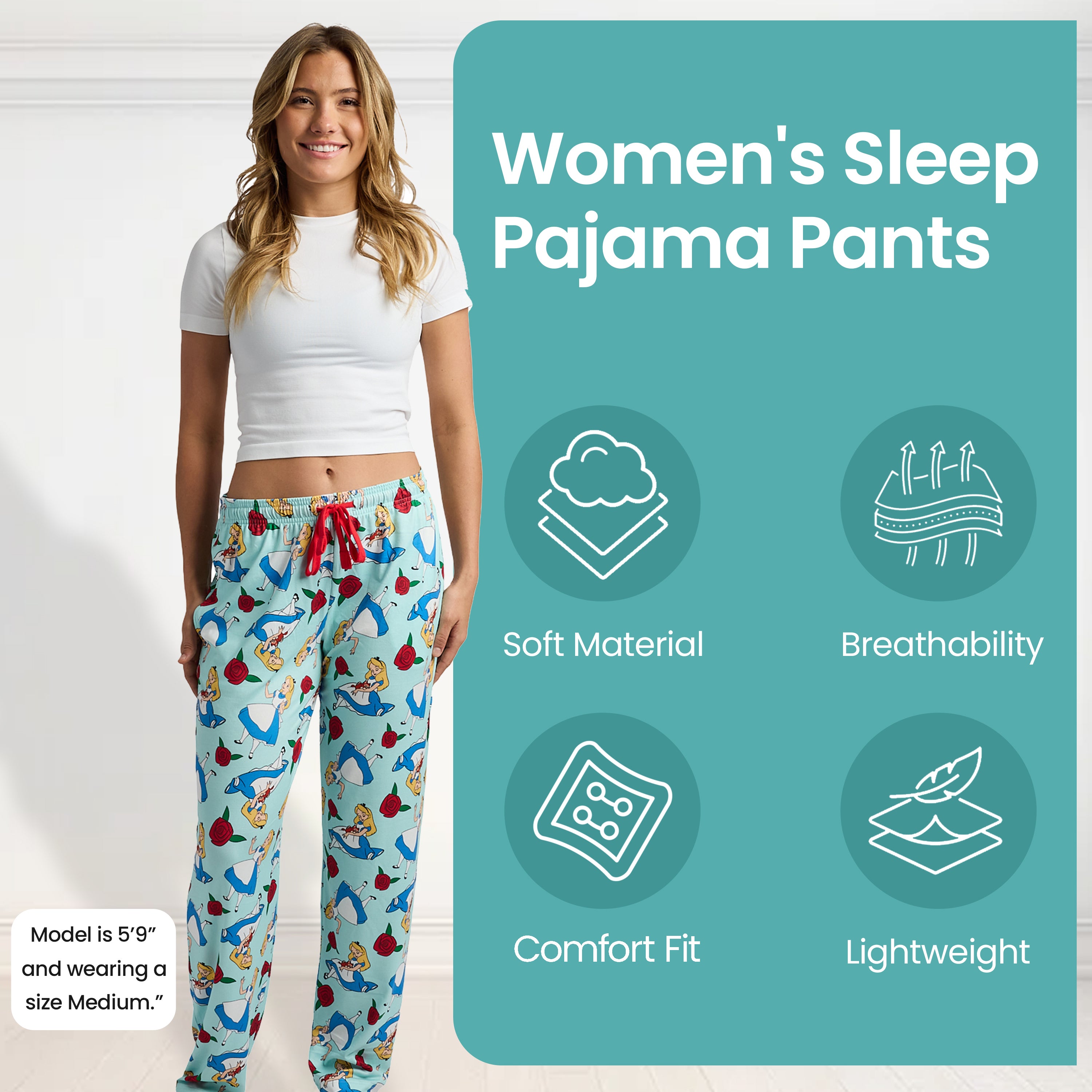 Disney's Alice in Wonderland All-Over Print Women's Sleep Pajama Pants