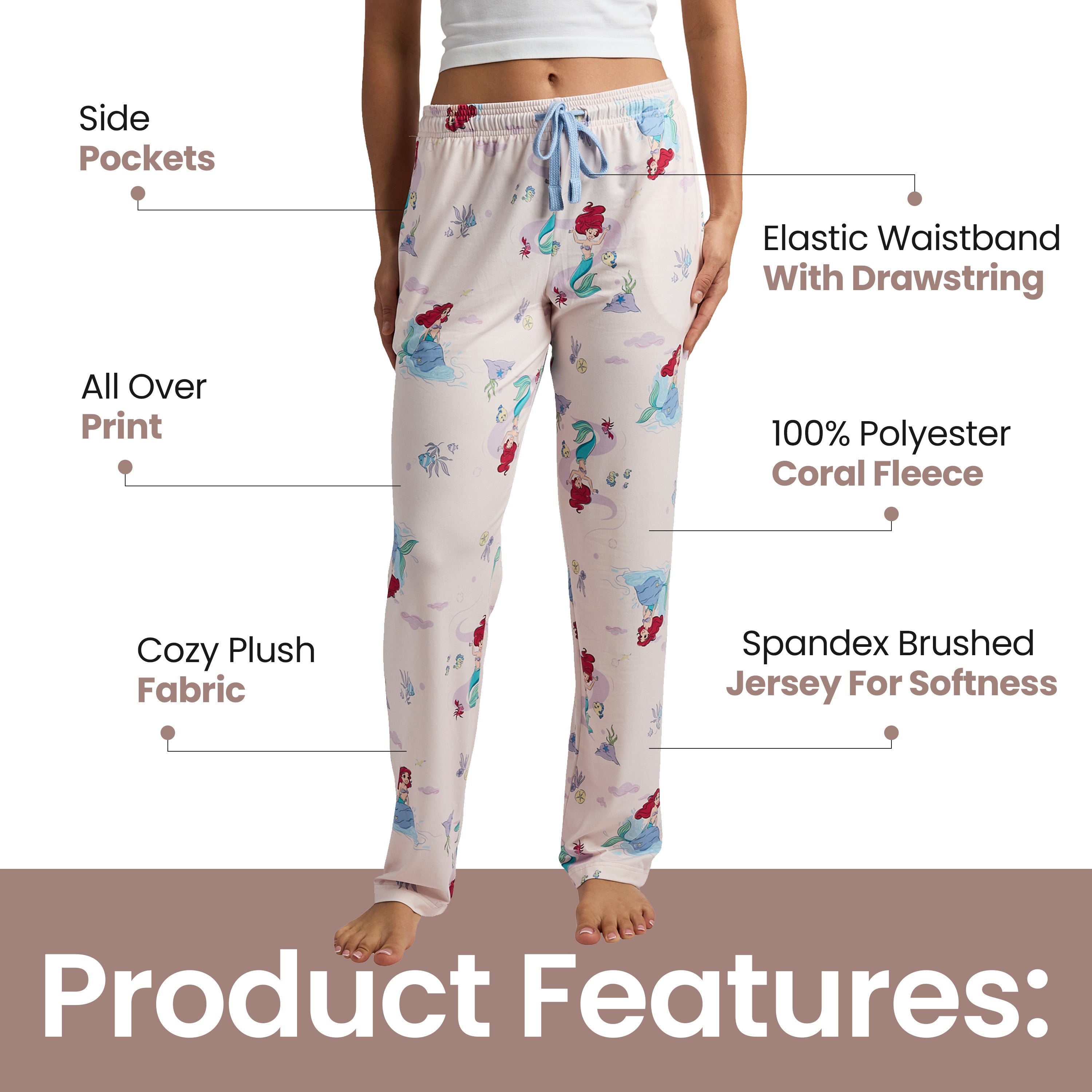 Disney's The Little Mermaid Ariel All-Over Print Women's Sleep Pajama Pants
