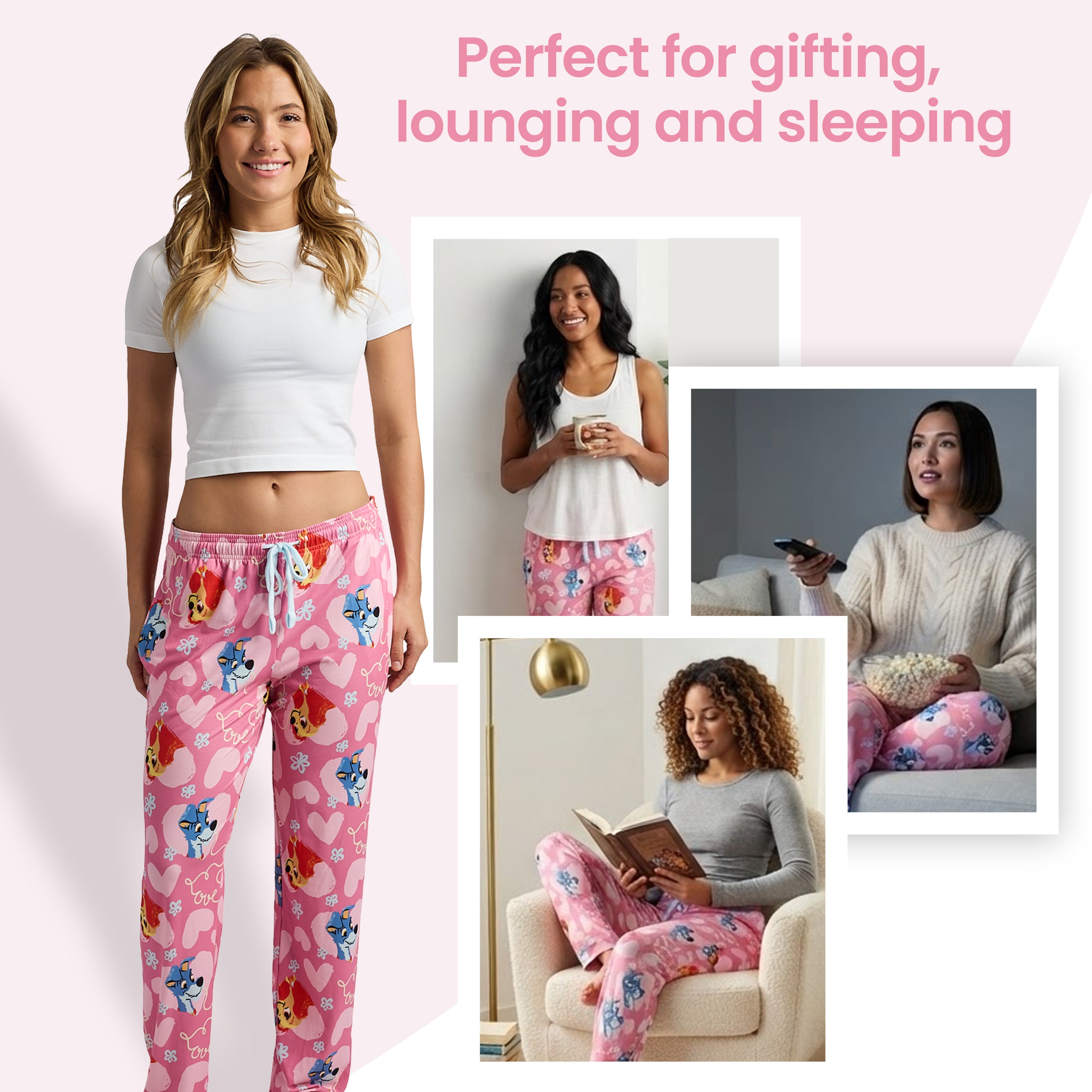 Disney's The Lady and the Tramp All-Over Print Women's Sleep Pajama Pants