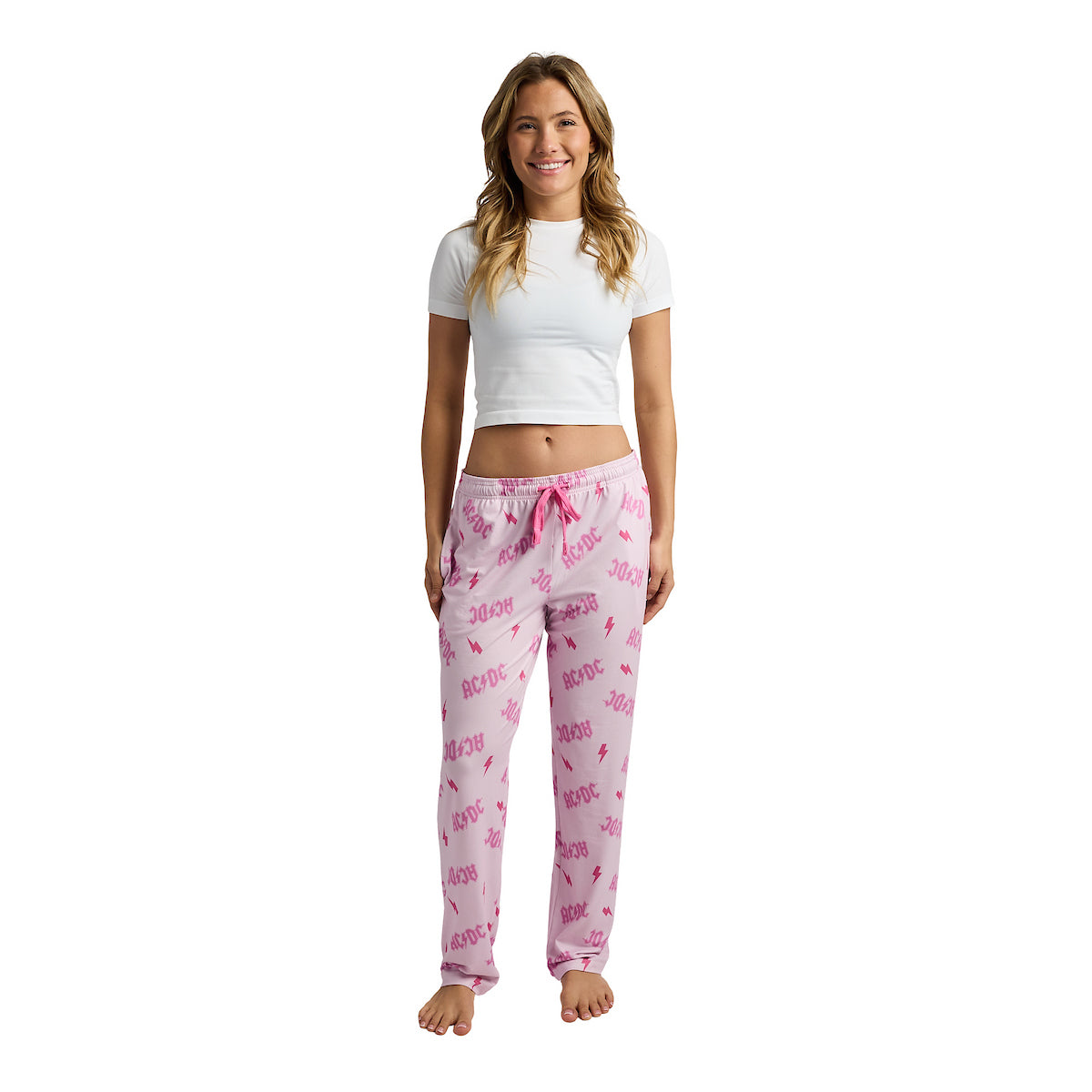 AC/DC Pink All-Over Print Women's Sleep Pajama Pants
