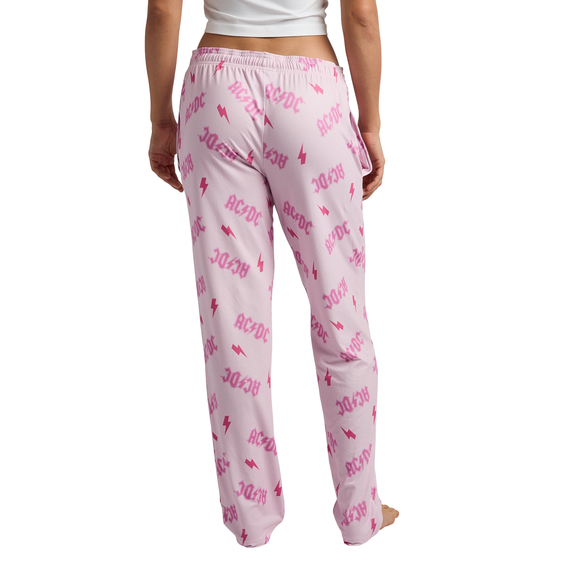 AC/DC Pink All-Over Print Women's Sleep Pajama Pants
