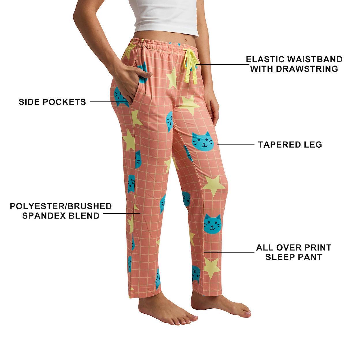 Kpop Demon Hunters Rumi's Cats and Stars Women's Sleep Pajama Pants