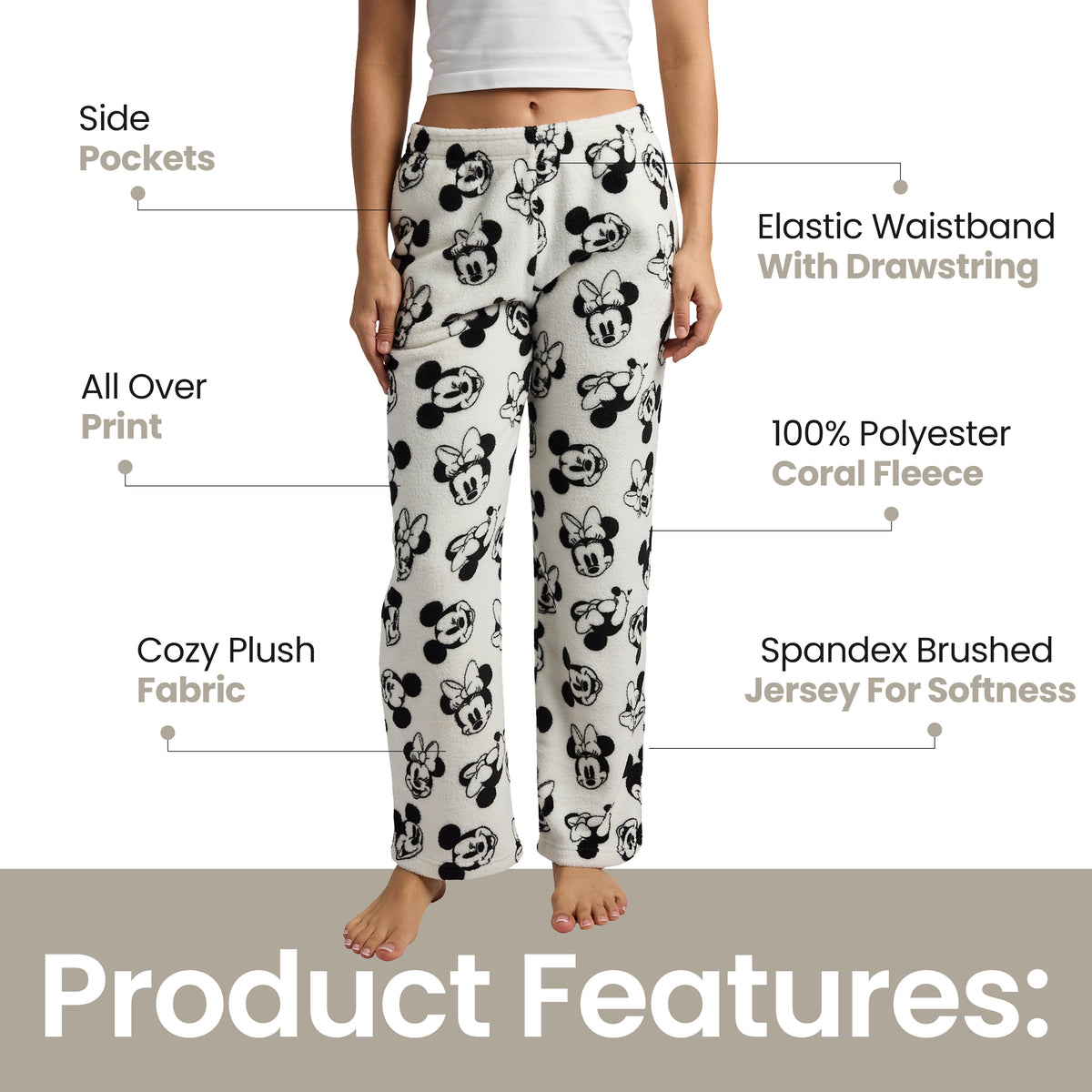 Disney's Mickey and Minnie Classic All-Over Print Women's Sleep Pajama Pants