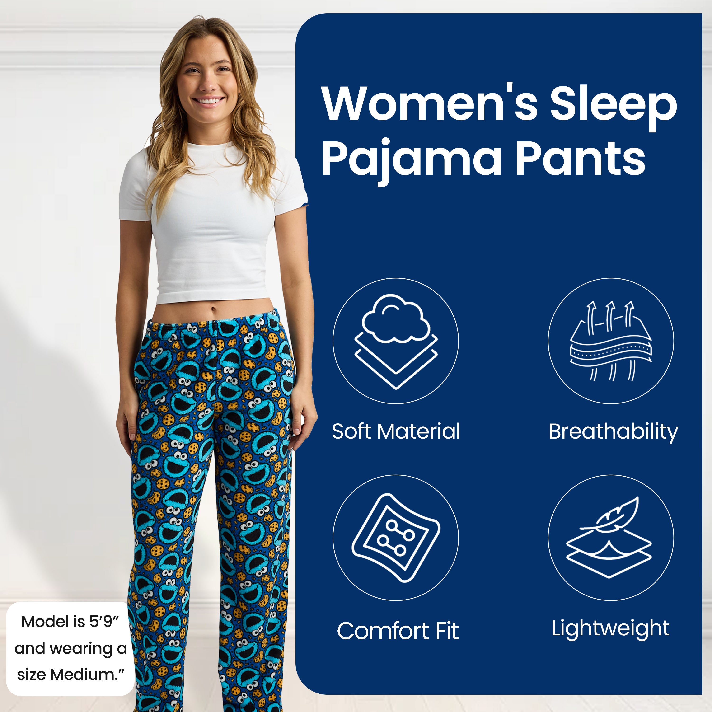Sesame Street Cookie Monster All-Over Print Women's Sleep Pajama Pants