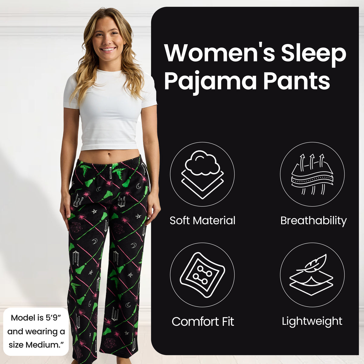 Wicked: Part I Elphaba and Glinda All-Over Print Women's Sleep Pajama Pants