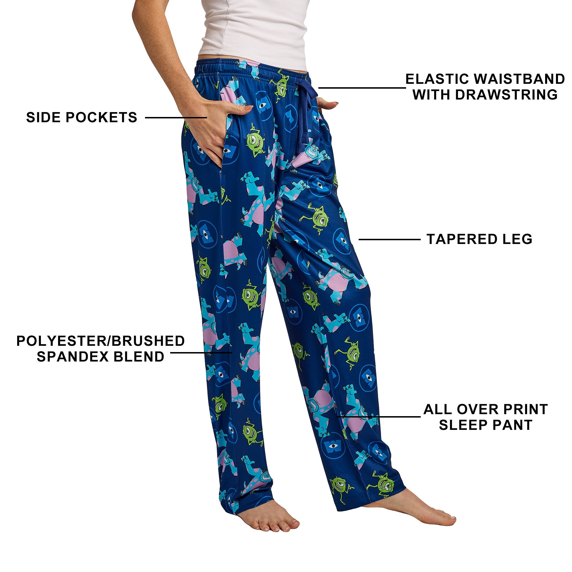 Monsters Inc. Sully and Mike Wazowski All-Over Print Women’s Sleep Pajama Pants