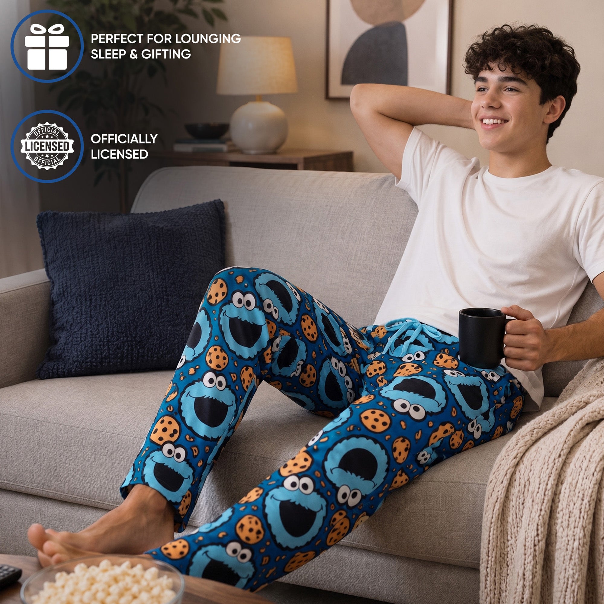 Sesame Street Cookie Monster AOP Mens Sleep Pajama Pants