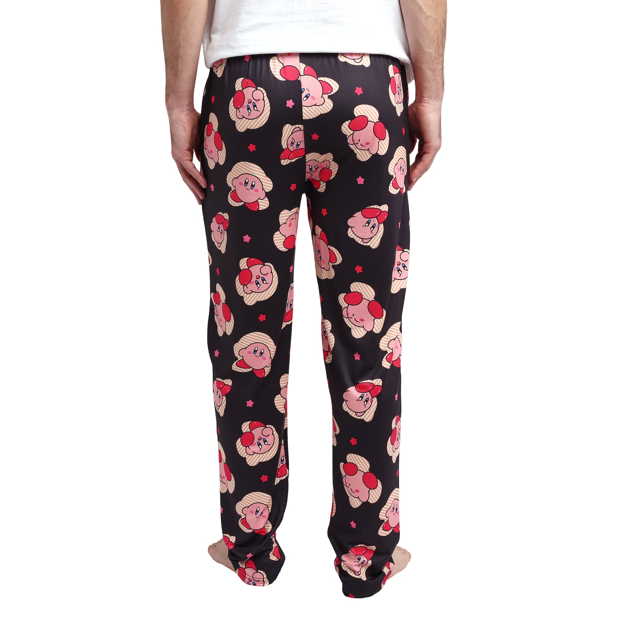 Kirby Character Poses and Stars Men's Black Sleep Pajama Pants