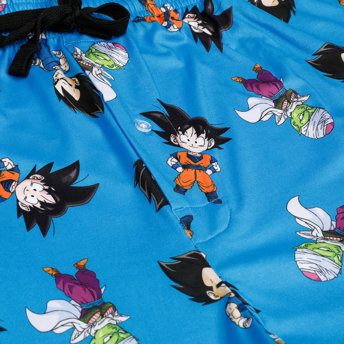 Dragon Ball Z Super Saiyan Heroes AOP Men's Light Blue Sleep Pajama Pants
